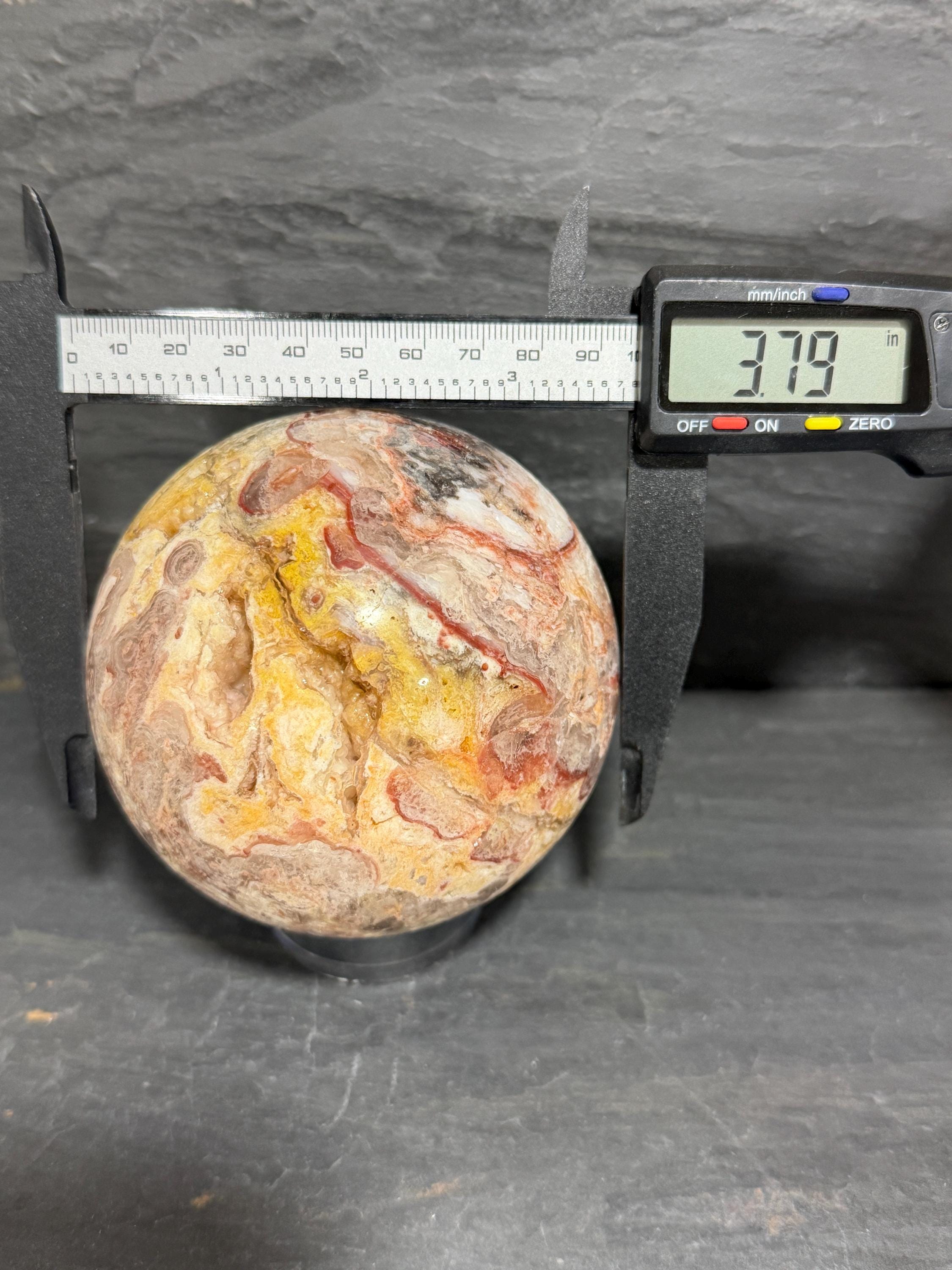 Utah Wildfire Bubble Hyalite Sphere, Druzy Agate, Rare Utah Gemstone, 3.79 Inch Crystal Sphere, Large Collector Specimen