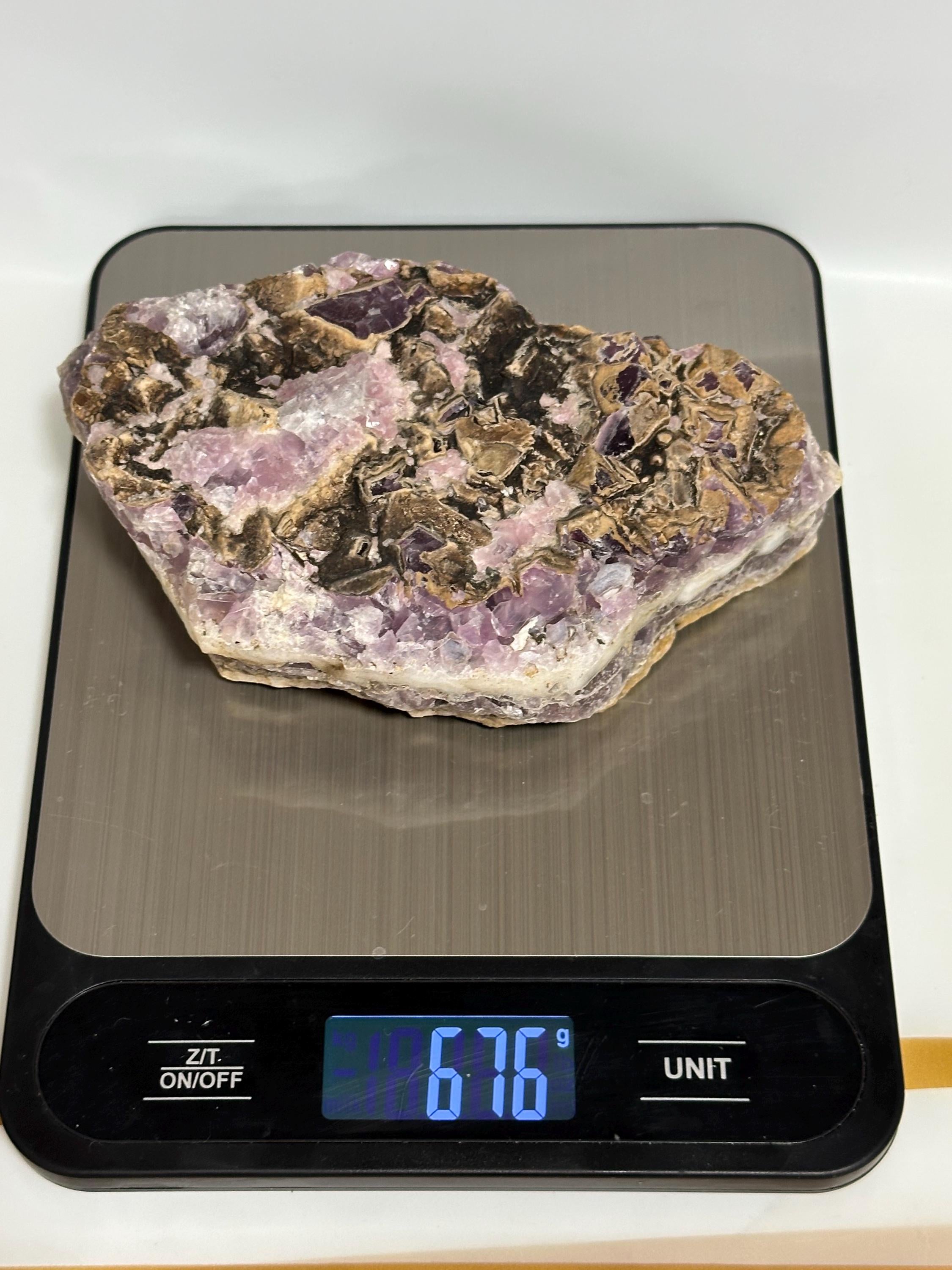 Natural Chevron Amethyst unpolished display piece or for lapidary use