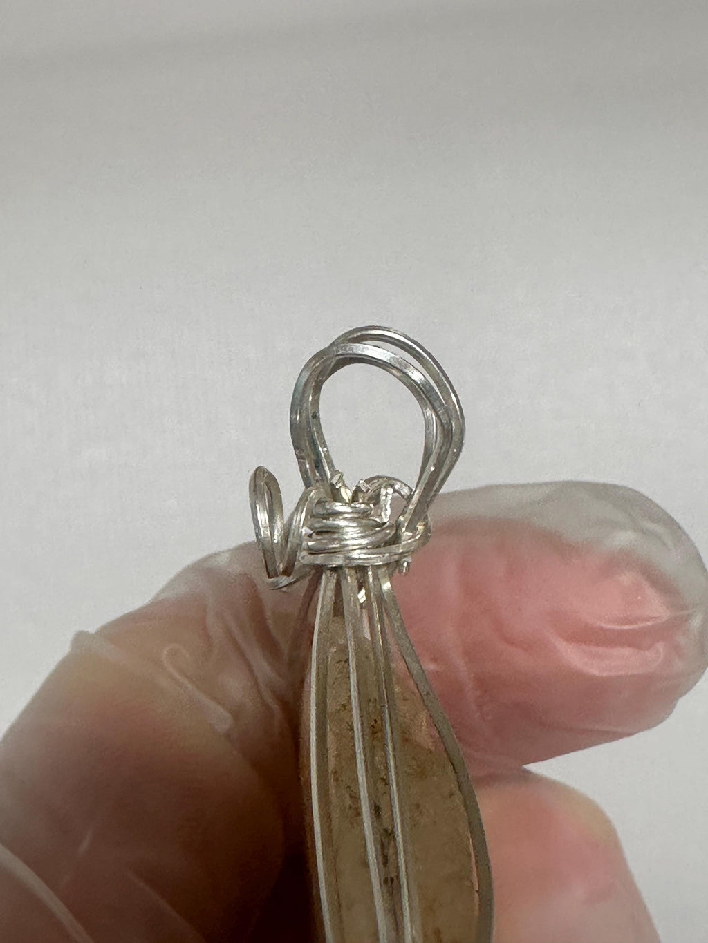Geode Necklace, Argentium Silver Wire Wrapped stone, Italian 925 Silver Chain