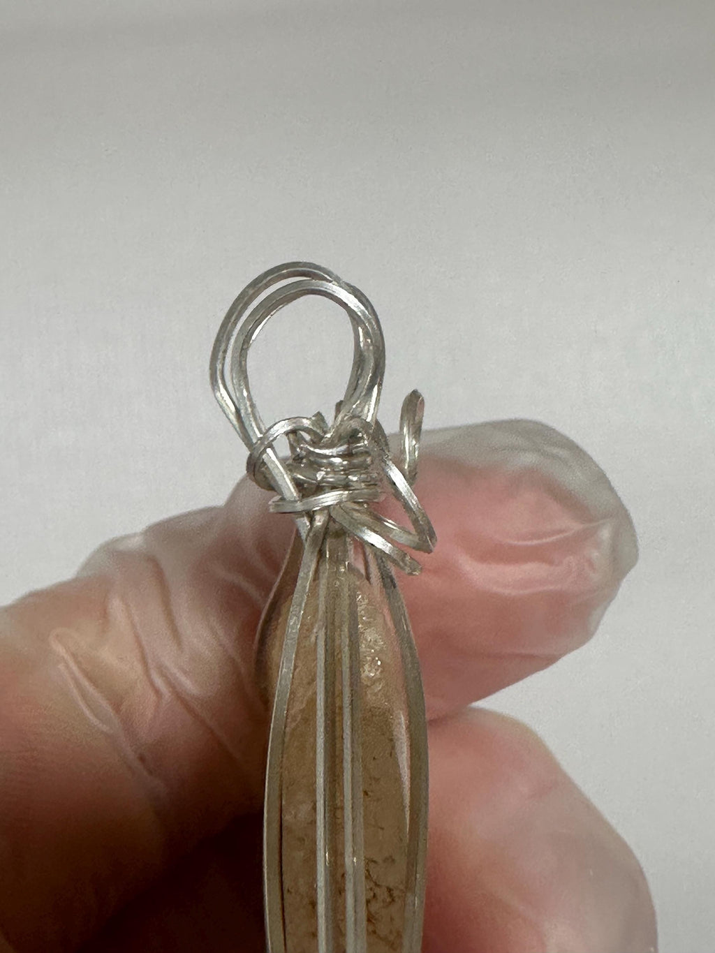 Geode Necklace, Argentium Silver Wire Wrapped stone, Italian 925 Silver Chain