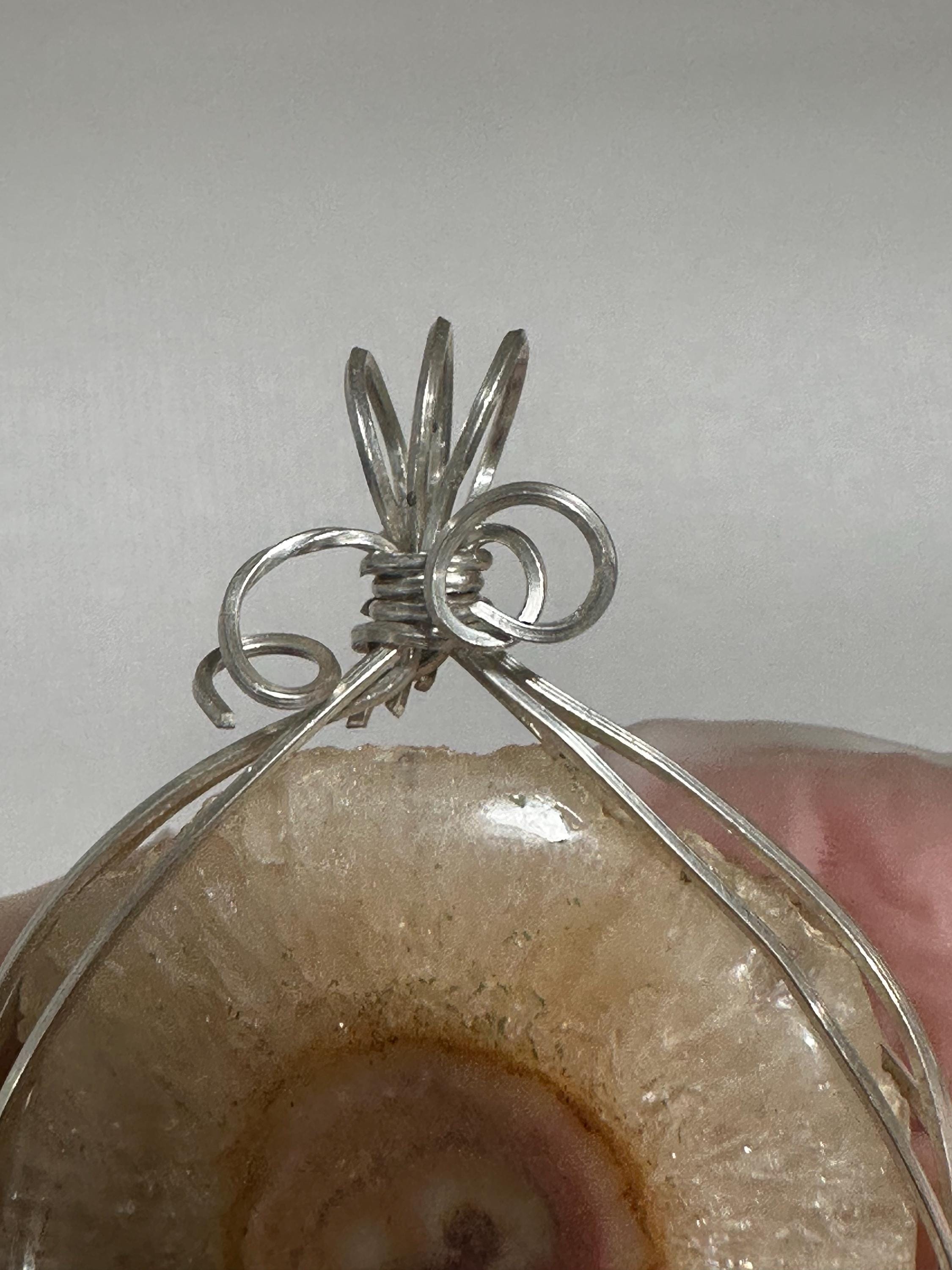 Geode Necklace, Argentium Silver Wire Wrapped stone, Italian 925 Silver Chain