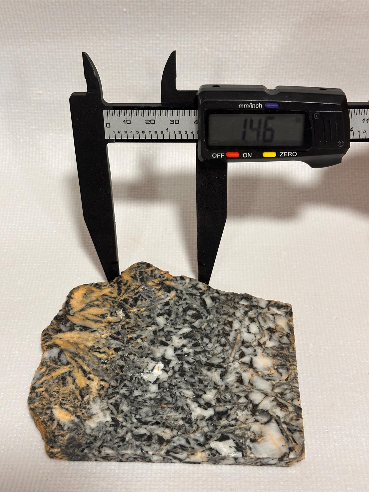 Canadian Pinolith Jasper Slab, Yellow Breccia Gemstone for Lapidary, Unpolished Stone