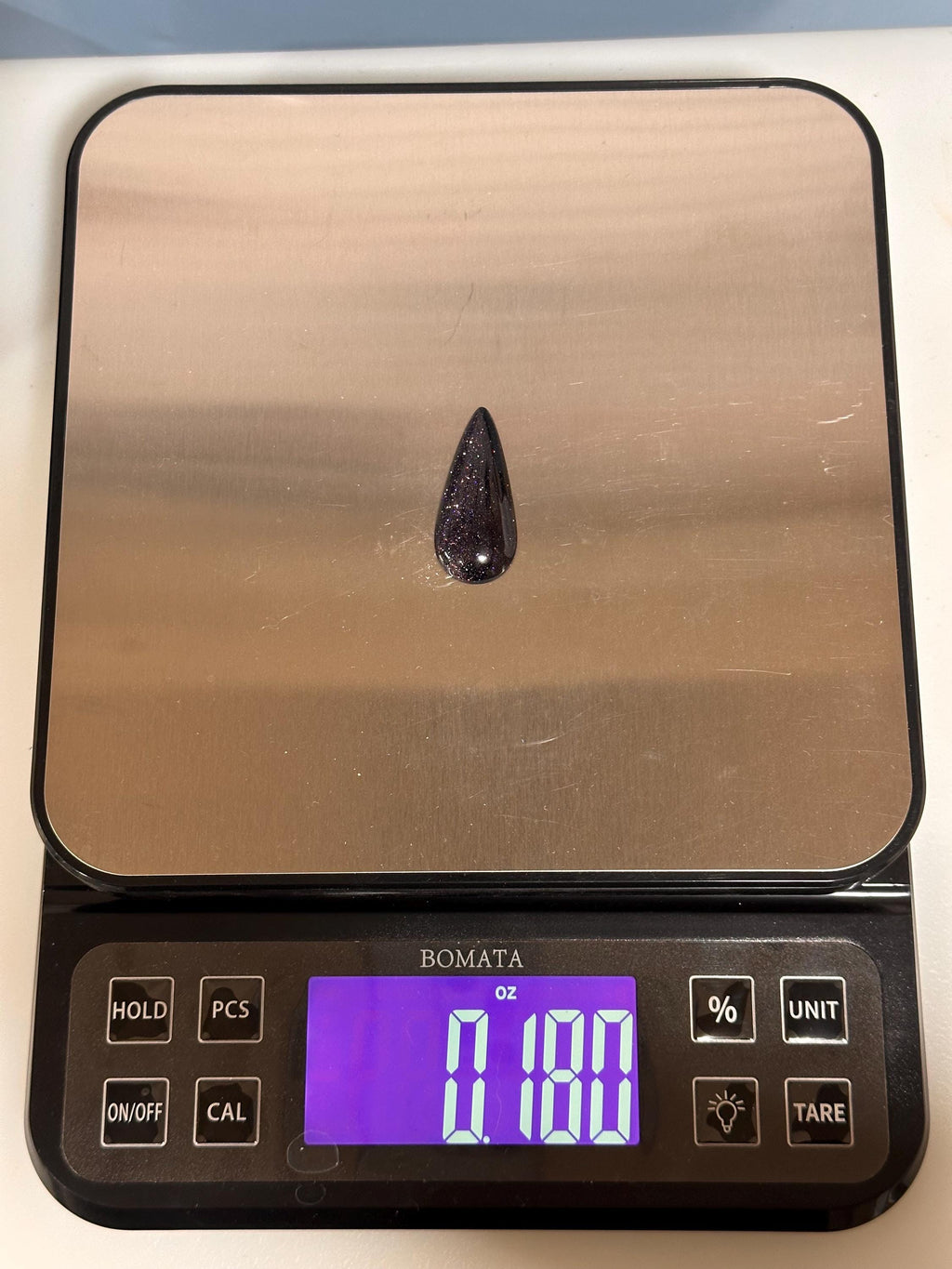 Blue Goldstone Cabochon, Sparkling Midnight Blue Teardrop, Hand Cut Jewelry Stone, Loose Cabochon