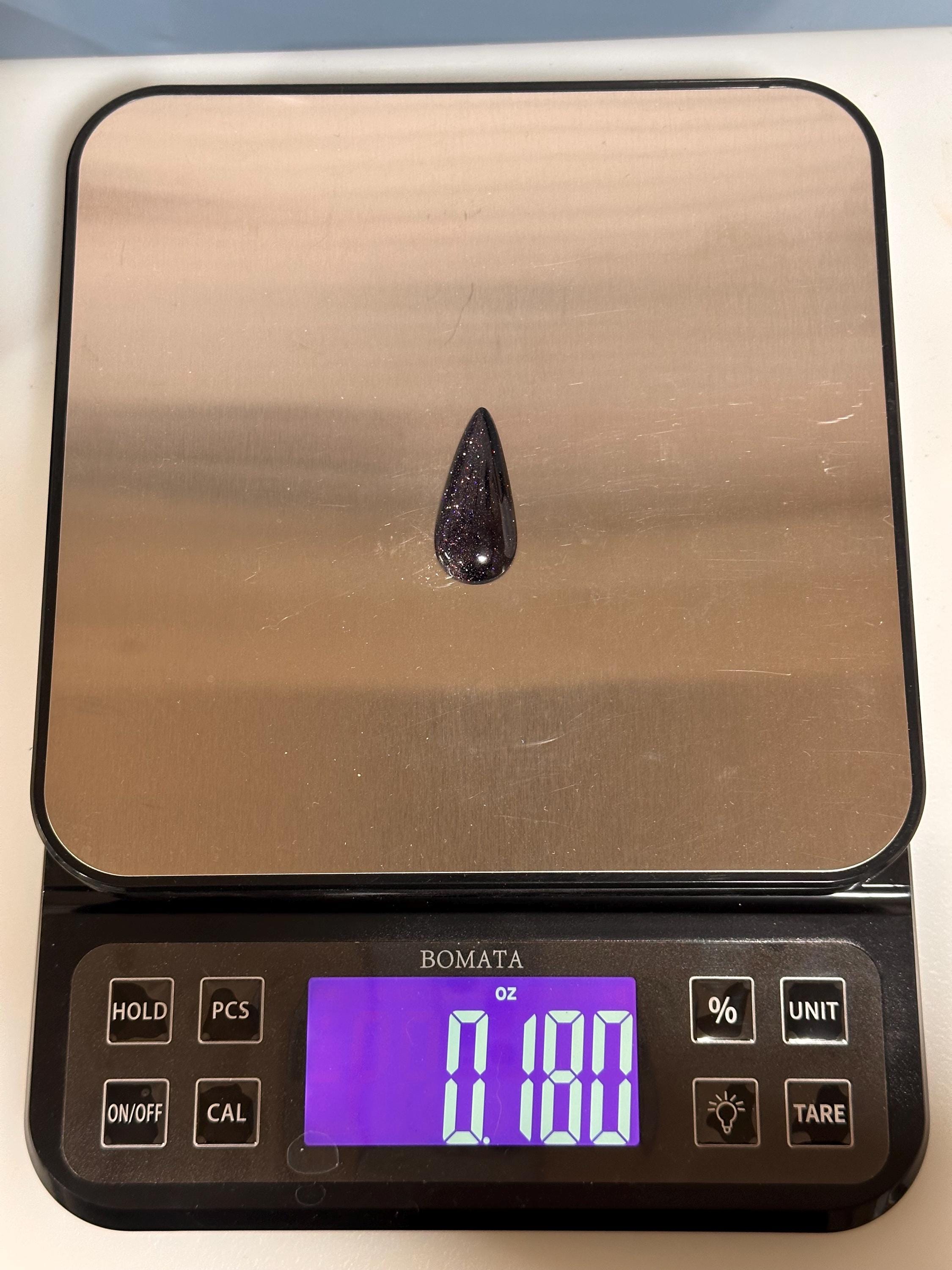 Blue Goldstone Cabochon, Sparkling Midnight Blue Teardrop, Hand Cut Jewelry Stone, Loose Cabochon