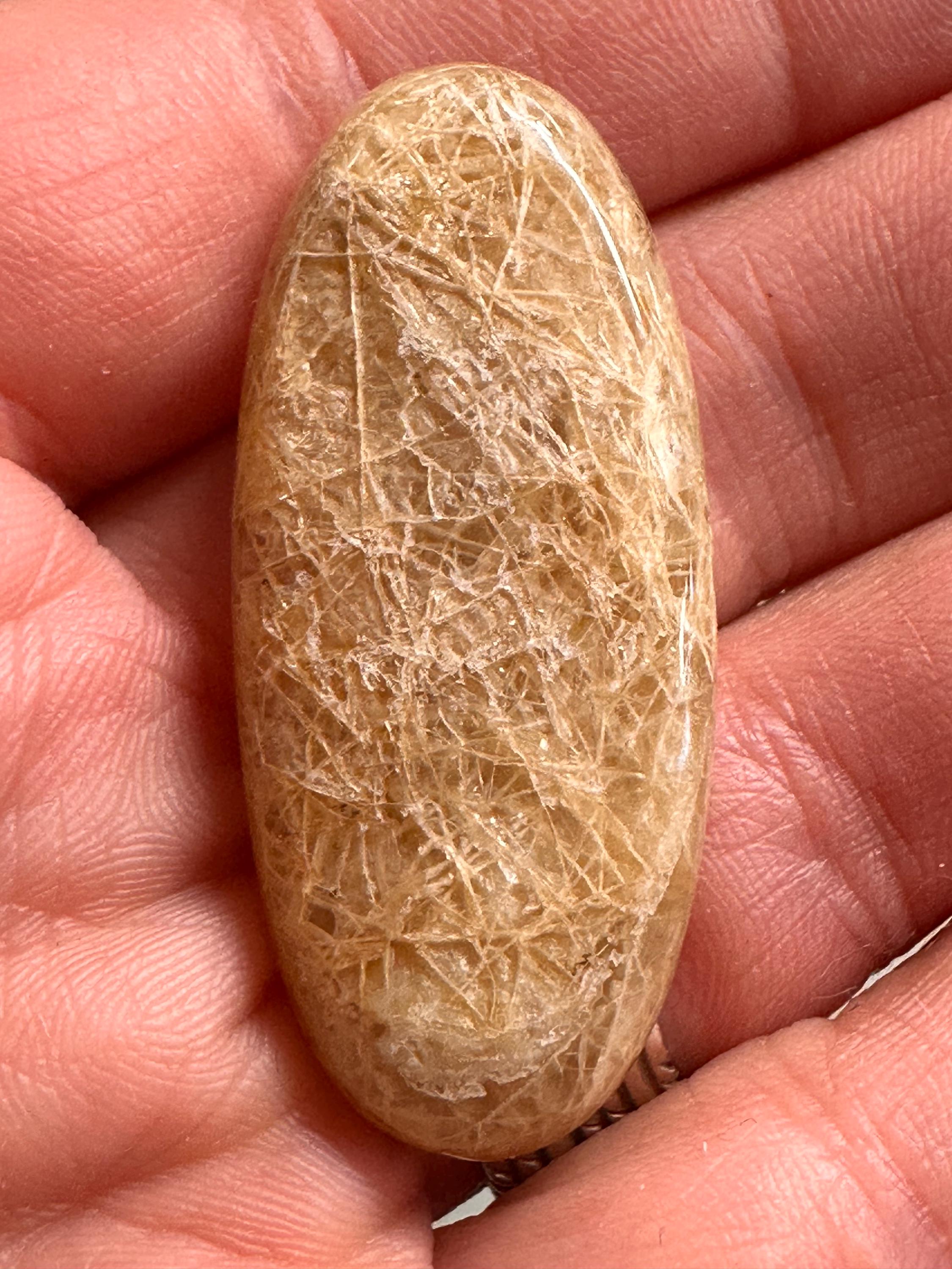 Golden Spider Web Hyalite Cabochon, Utah Bubble Opal, Rare Golden Opal Gemstone, Large Oval Cabochon