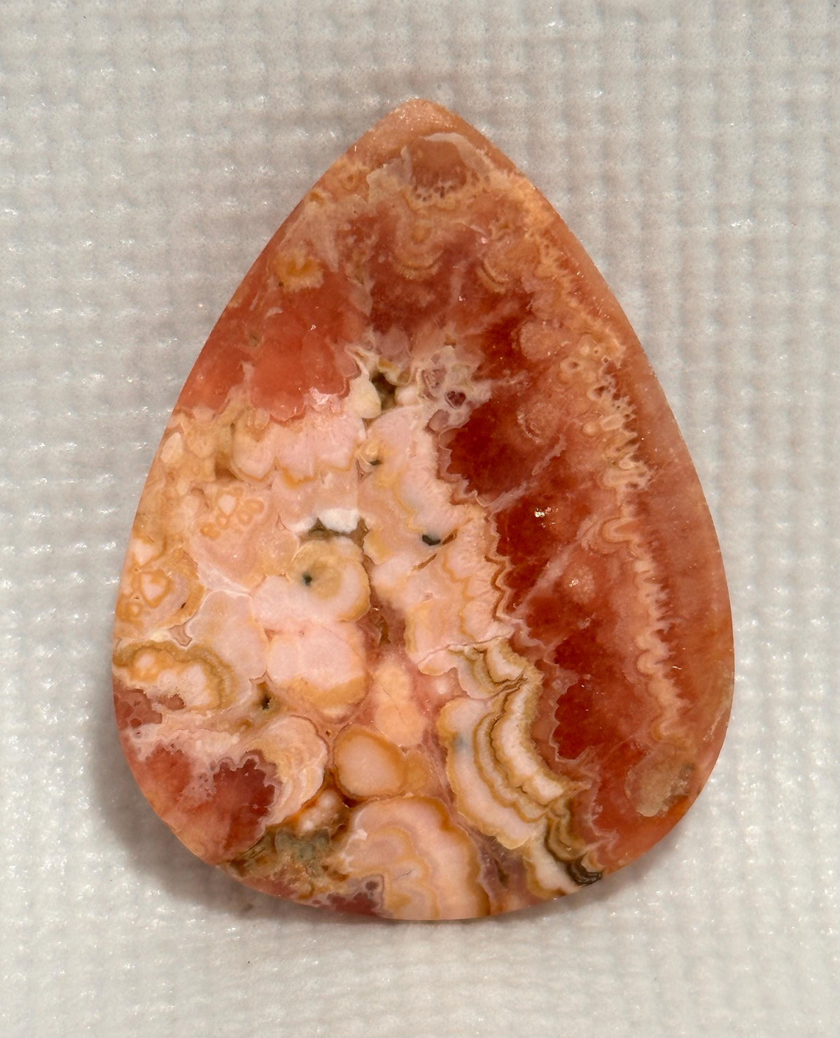 Rhodochrosite cabochon, creamy banding and GEMMY, for jewelry making