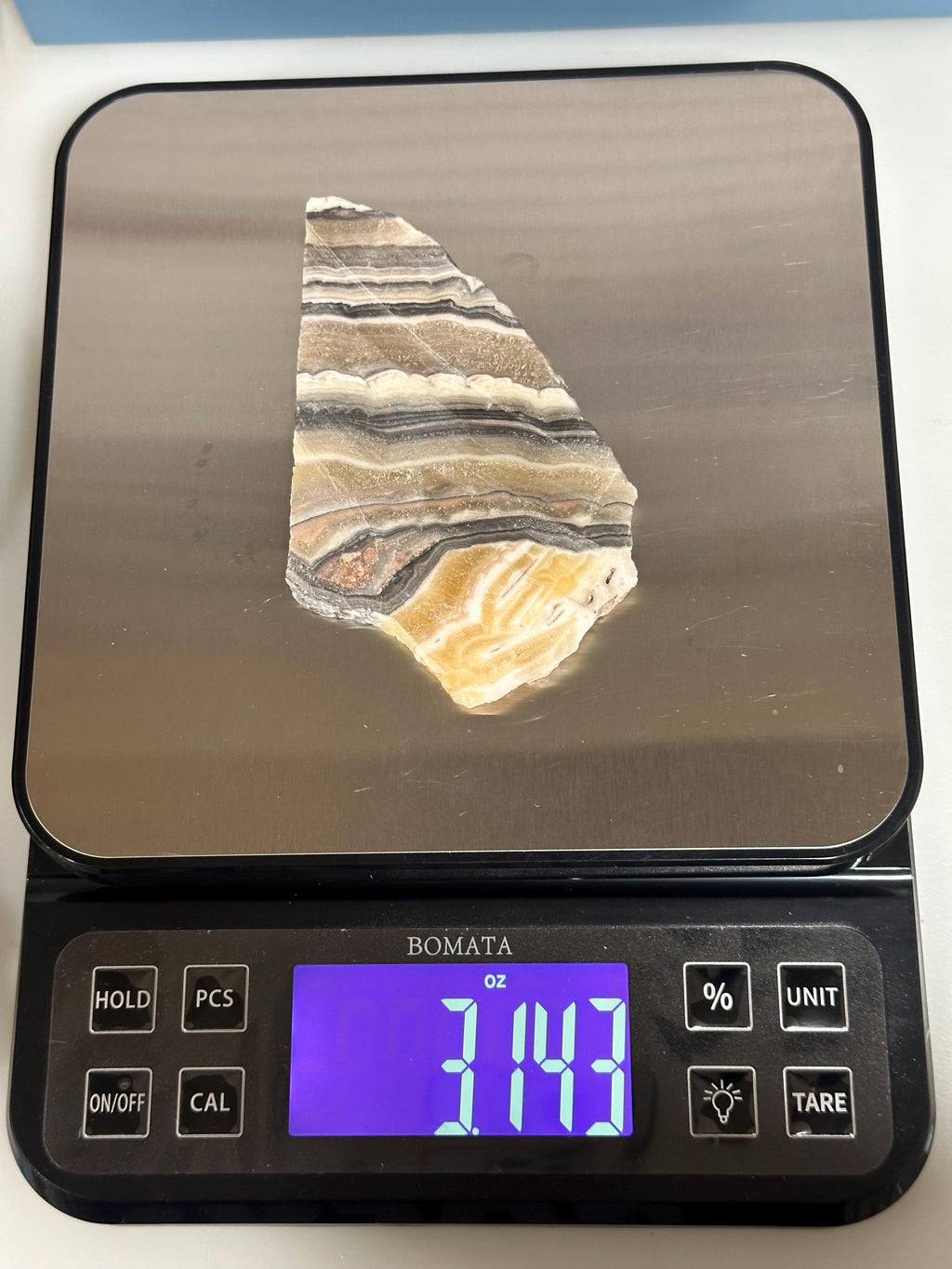 Banded Calcite Zebra Onyx unpolished small slab for lapidary use—GEMMY!