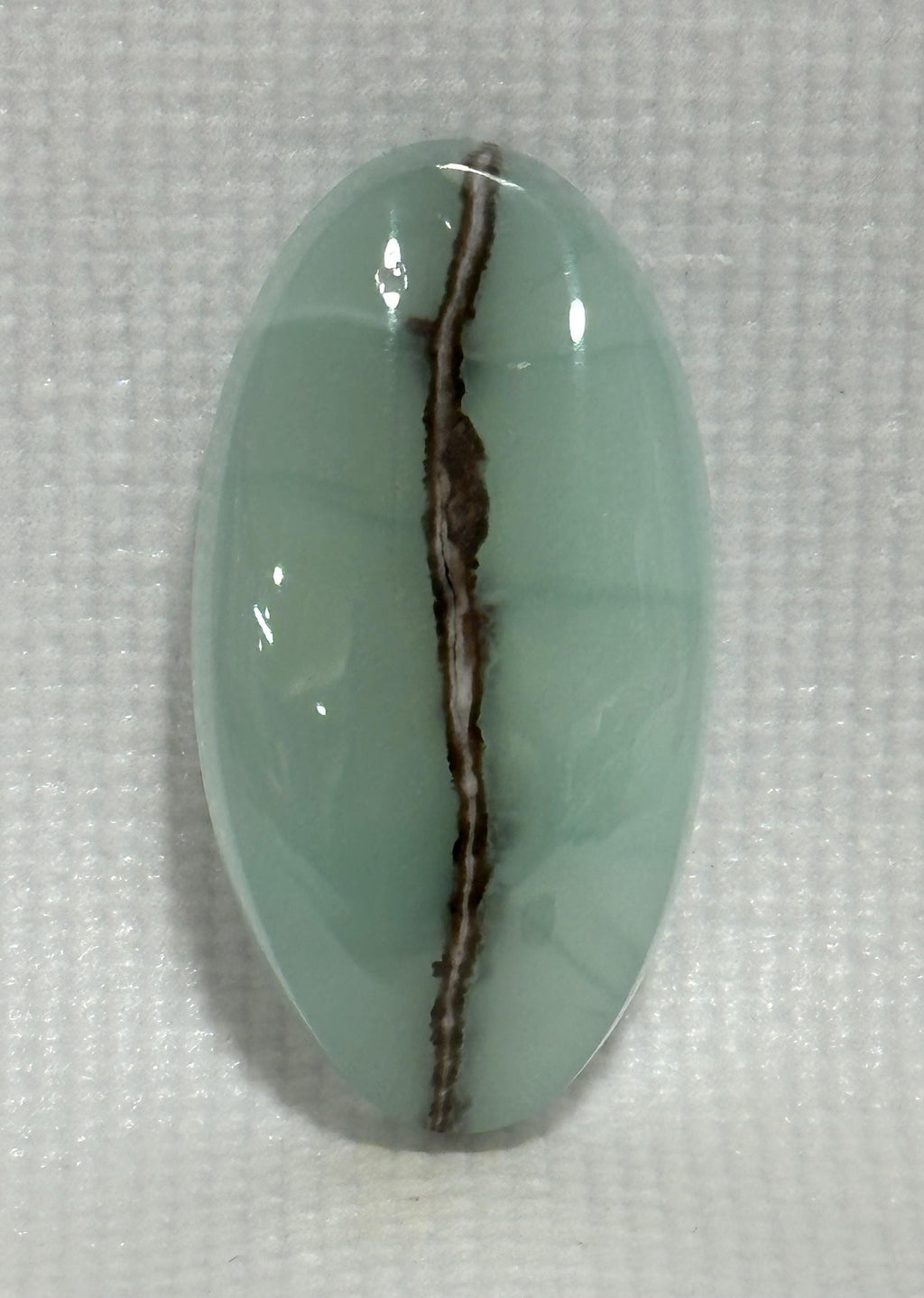 Aragonite Green Banded Calcite Large Oval Cabochon, Polished Gemstone for Jewelry Making