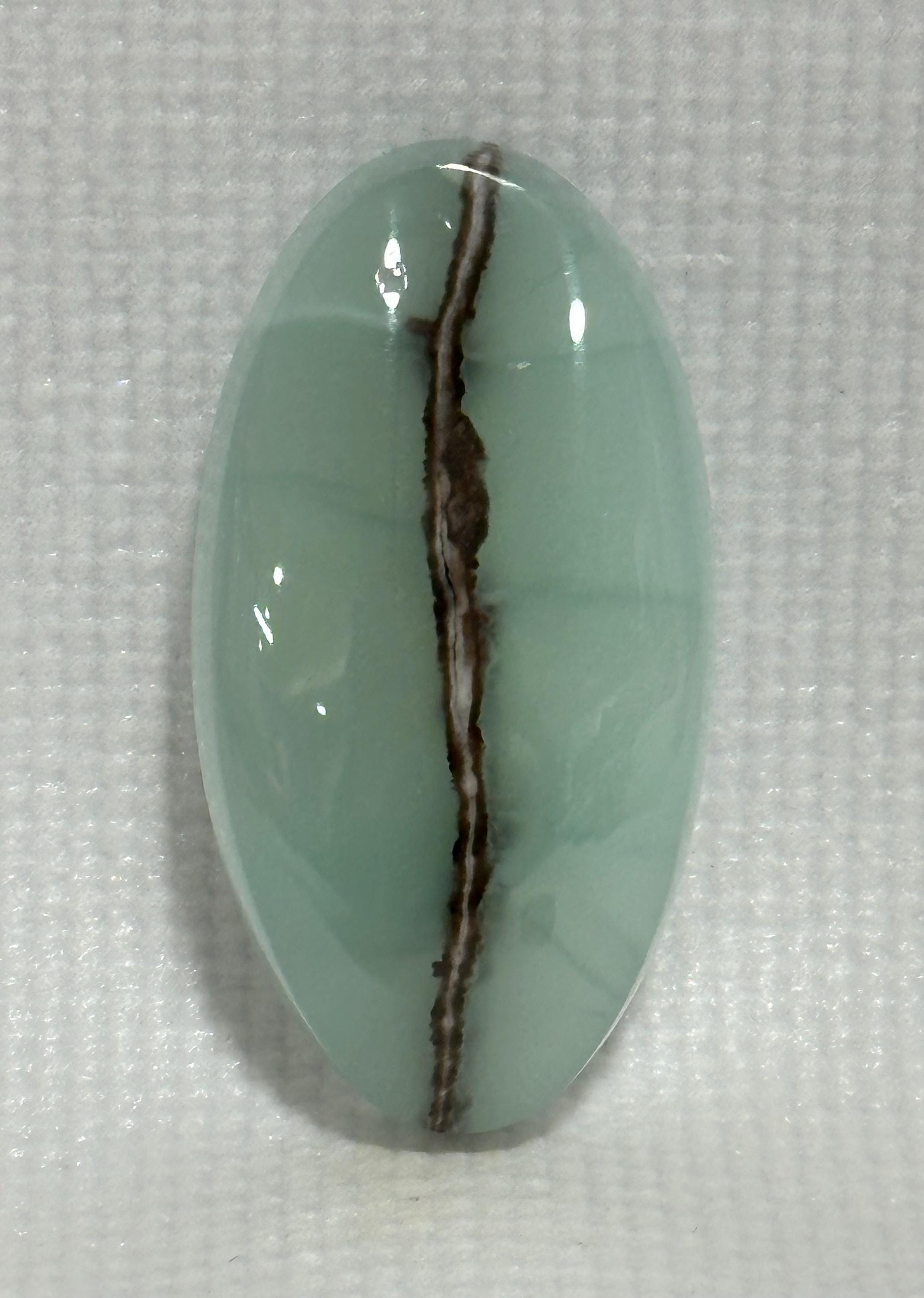 Aragonite Green Banded Calcite Large Oval Cabochon, Polished Gemstone for Jewelry Making