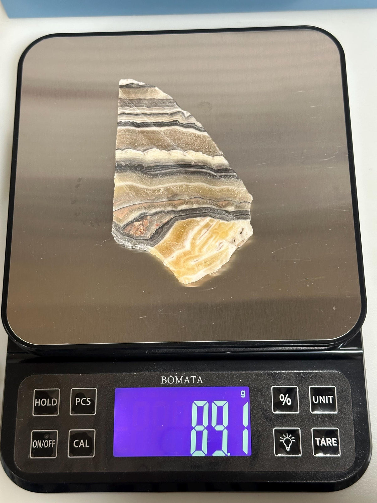 Banded Calcite Zebra Onyx unpolished small slab for lapidary use—GEMMY!