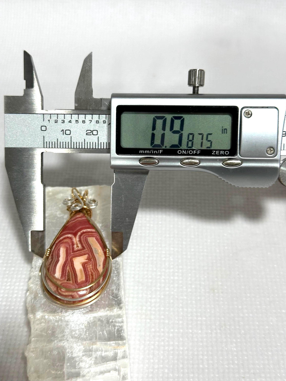 Whimsical Rhodochrosite pendant, two-tone wire wrapped in tarnish-resistant Argentium Silver and 14/20 yellow gold