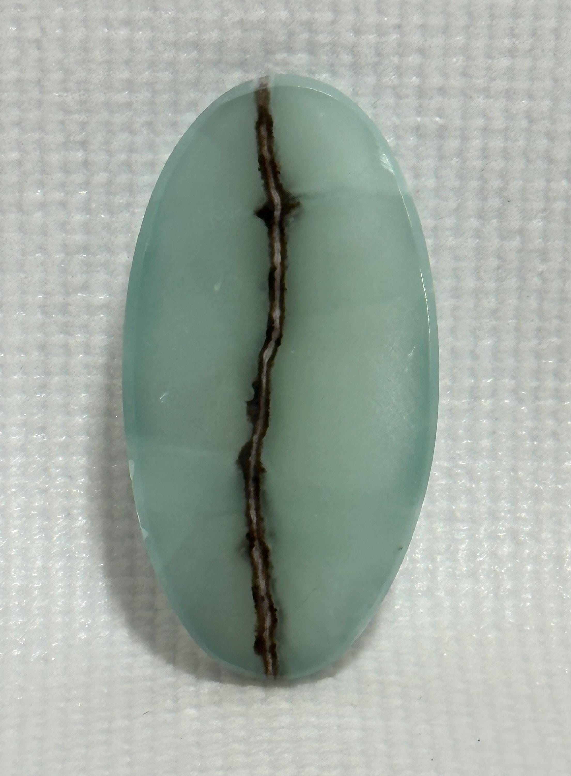 Aragonite Green Banded Calcite Large Oval Cabochon, Polished Gemstone for Jewelry Making