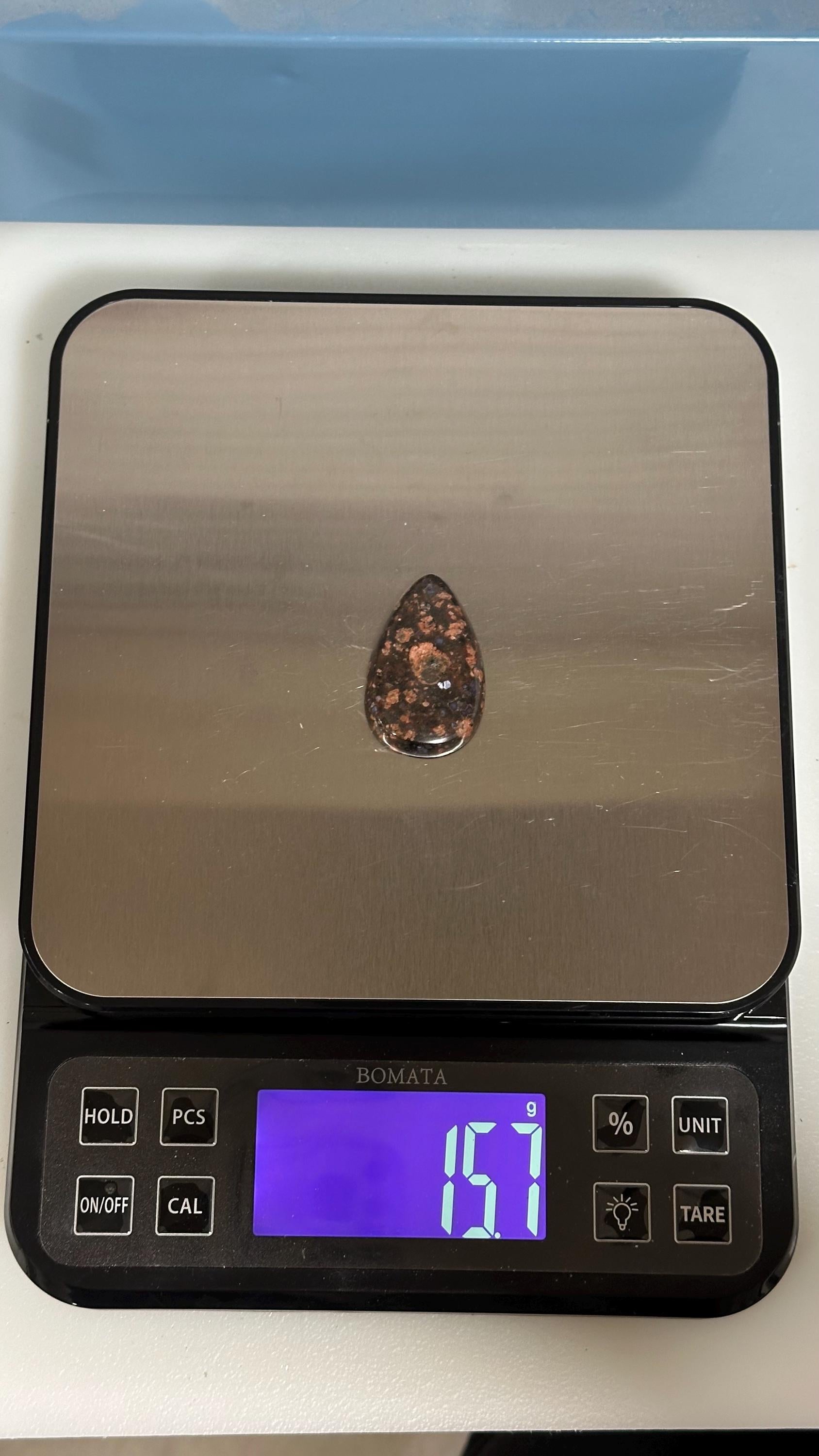 Llanite Rhyolite Teardrop Cabochon, Blue Quartz Jewelry Stone, Wire Wrapping Cab, Hand Polished Gemstone