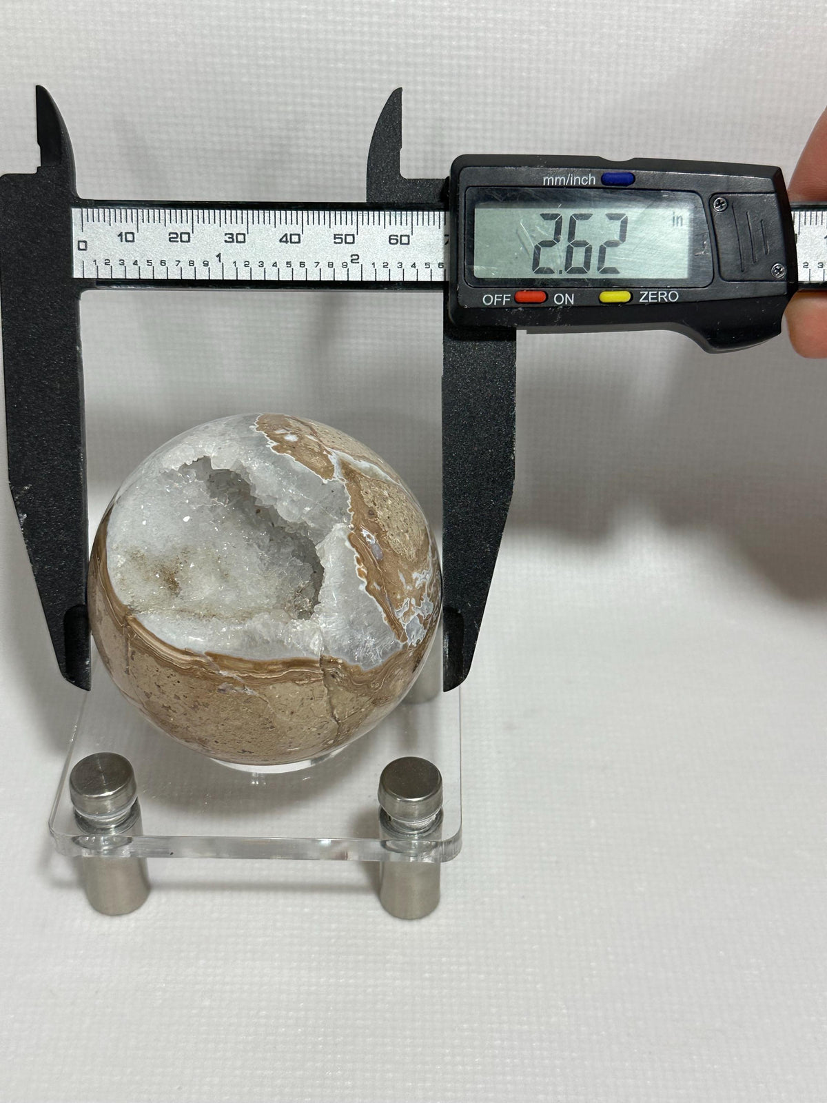 Custom steel and acrylic sphere stand for 1.5 inch+ specimens