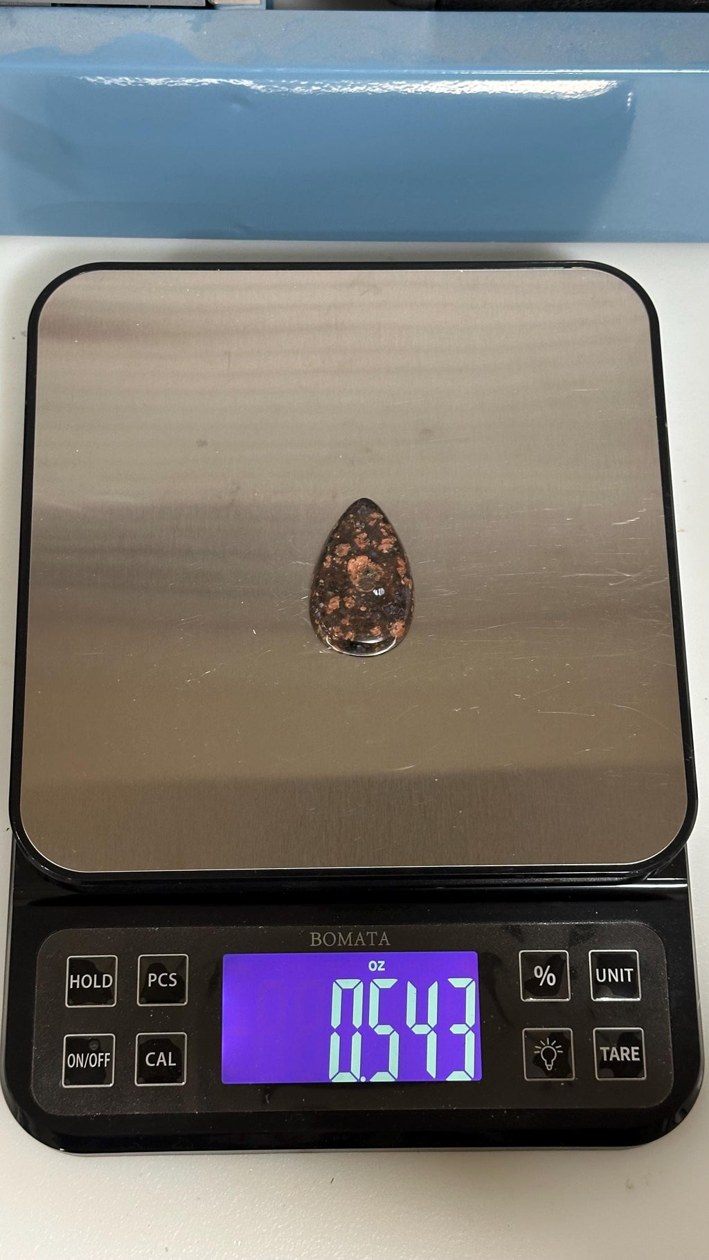 Llanite Rhyolite Teardrop Cabochon, Blue Quartz Jewelry Stone, Wire Wrapping Cab, Hand Polished Gemstone