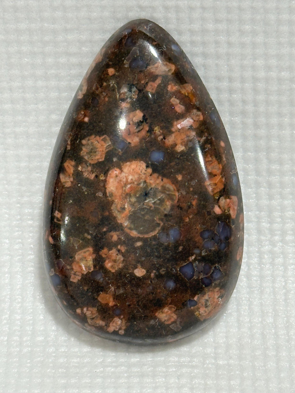 Llanite Rhyolite Teardrop Cabochon, Blue Quartz Jewelry Stone, Wire Wrapping Cab, Hand Polished Gemstone