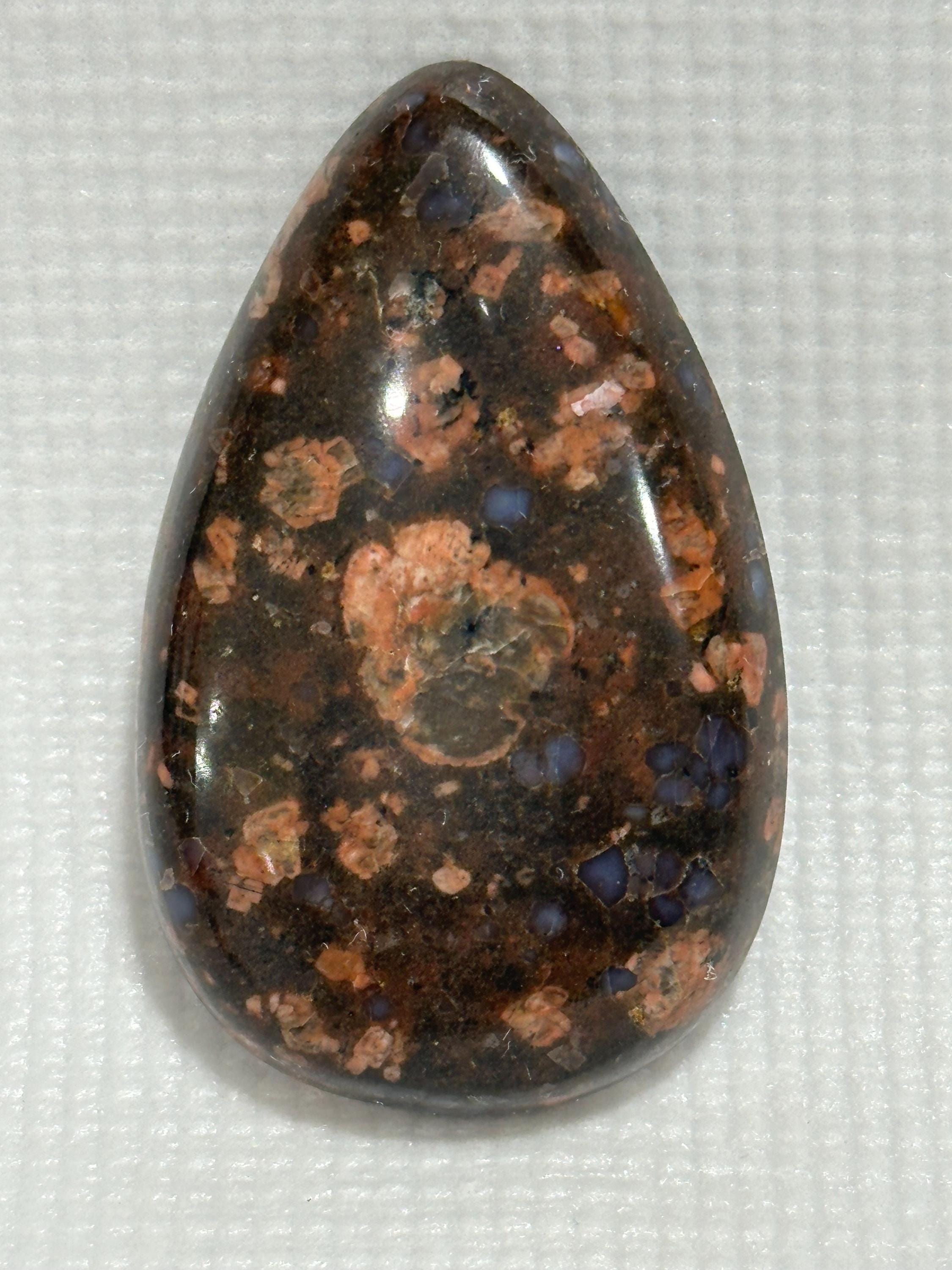 Llanite Rhyolite Teardrop Cabochon, Blue Quartz Jewelry Stone, Wire Wrapping Cab, Hand Polished Gemstone