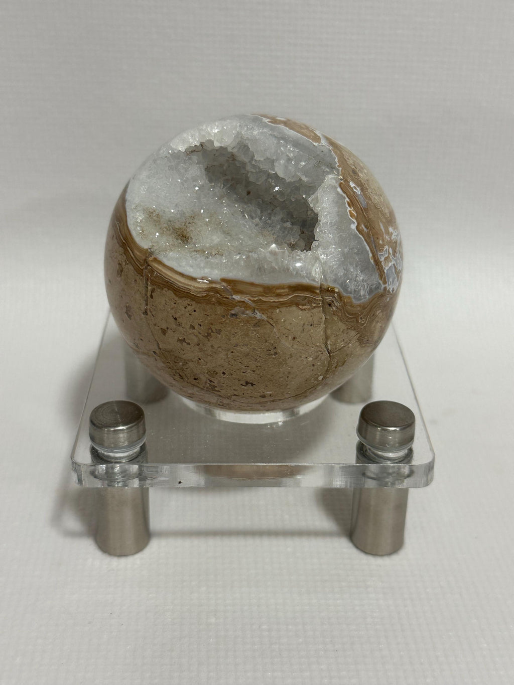 Custom steel and acrylic sphere stand for 1.5 inch+ specimens