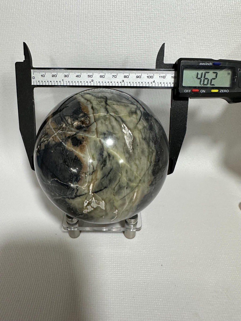 Custom steel and acrylic sphere stand for 1.5 inch+ specimens