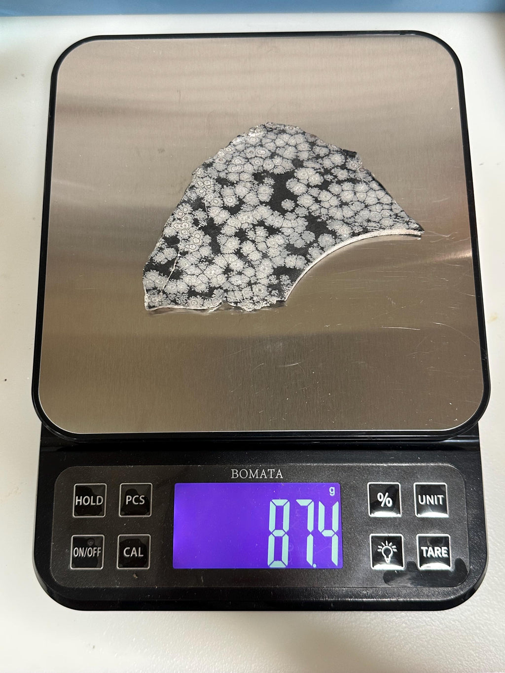 Snowflake Obsidian gemstone slab for lapidary fun, unpolished