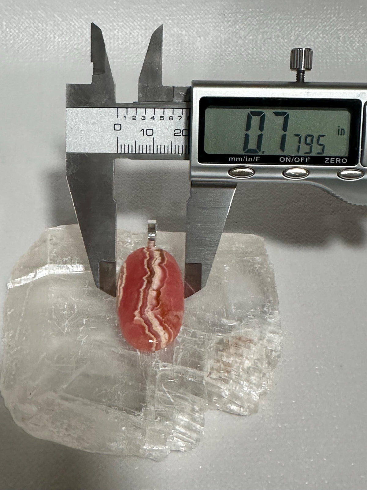 Rhodochrosite pendant, sterling silver plated bail