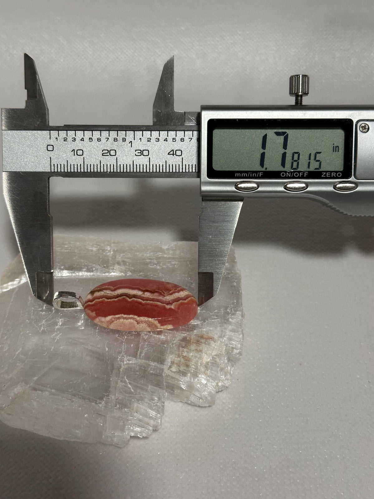 Rhodochrosite pendant, sterling silver plated bail