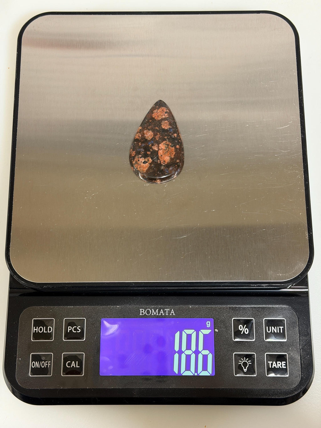 Llanite Rhyolite Teardrop Cabochon, Blue Quartz Jewelry Stone, Large Wire Wrapping Cab, Hand Polished Designer Gemstone