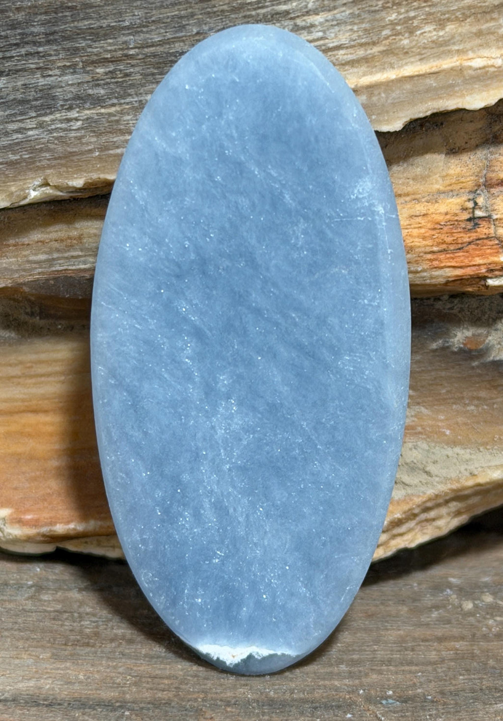 Angelite Cabochon, Large Designer Skinny Oval, Natural Blue Gemstone, Jewelry Making