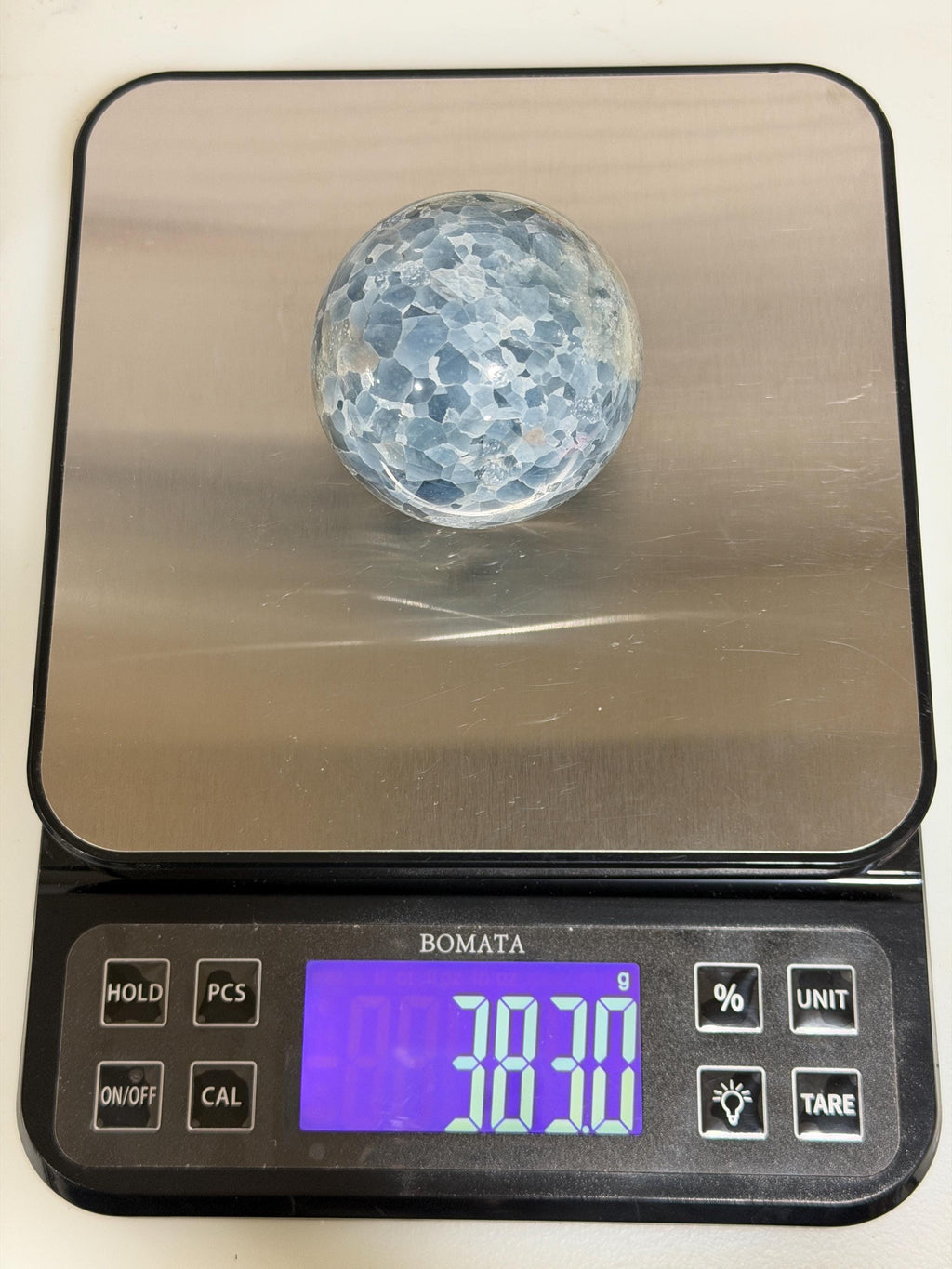 Blue Calcite large matrix 2.52” sphere—INTACT