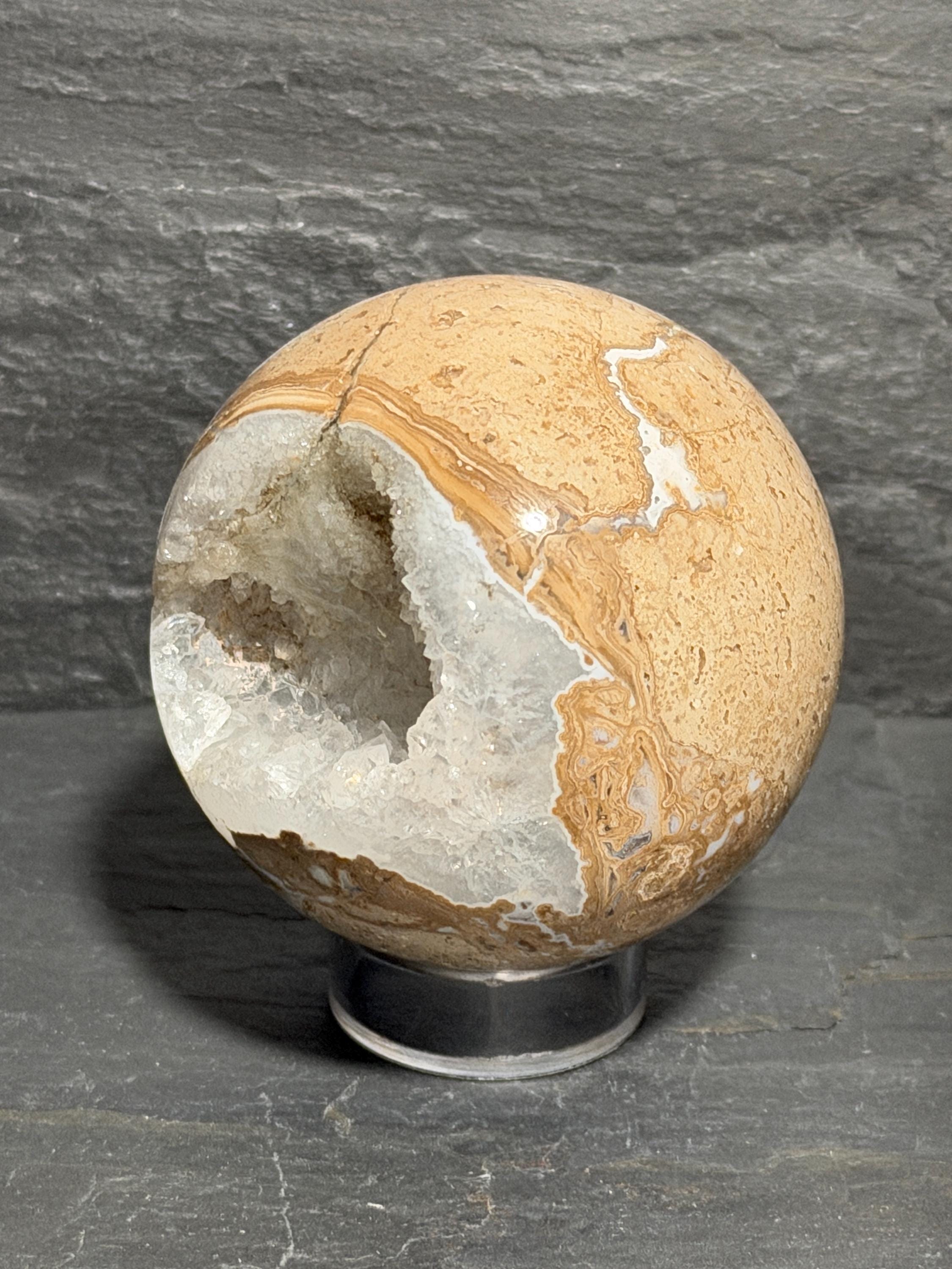 Druzy Beige Picture Jasper sphere, 2.61”, for reiki, energy healing, display, decor