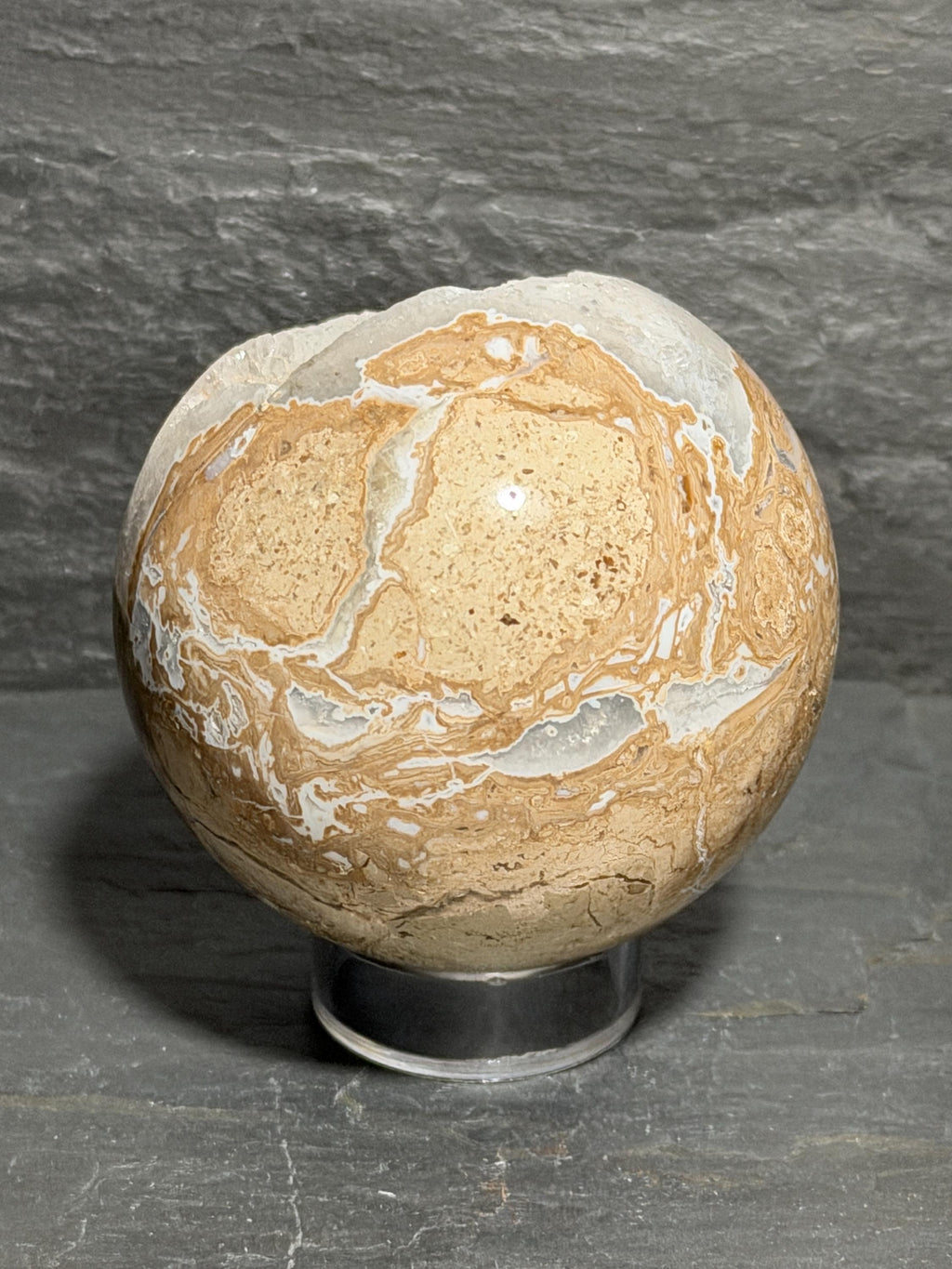 Druzy Beige Picture Jasper sphere, 2.61”, for reiki, energy healing, display, decor