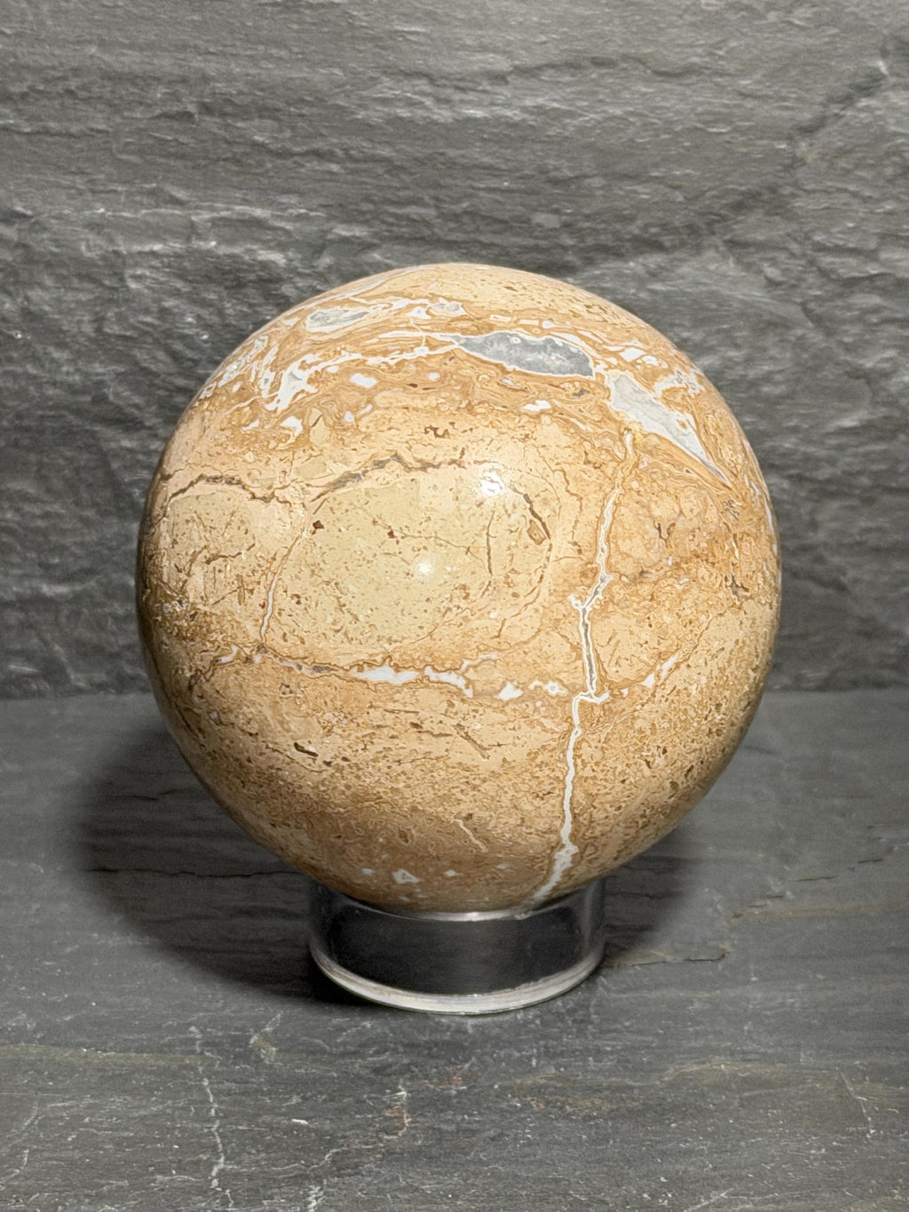 Druzy Beige Picture Jasper sphere, 2.61”, for reiki, energy healing, display, decor