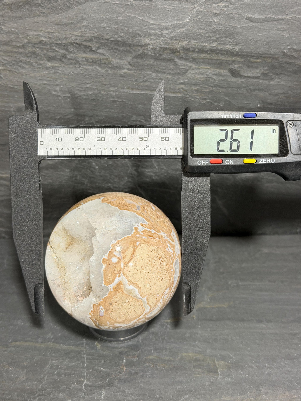 Druzy Beige Picture Jasper sphere, 2.61”, for reiki, energy healing, display, decor