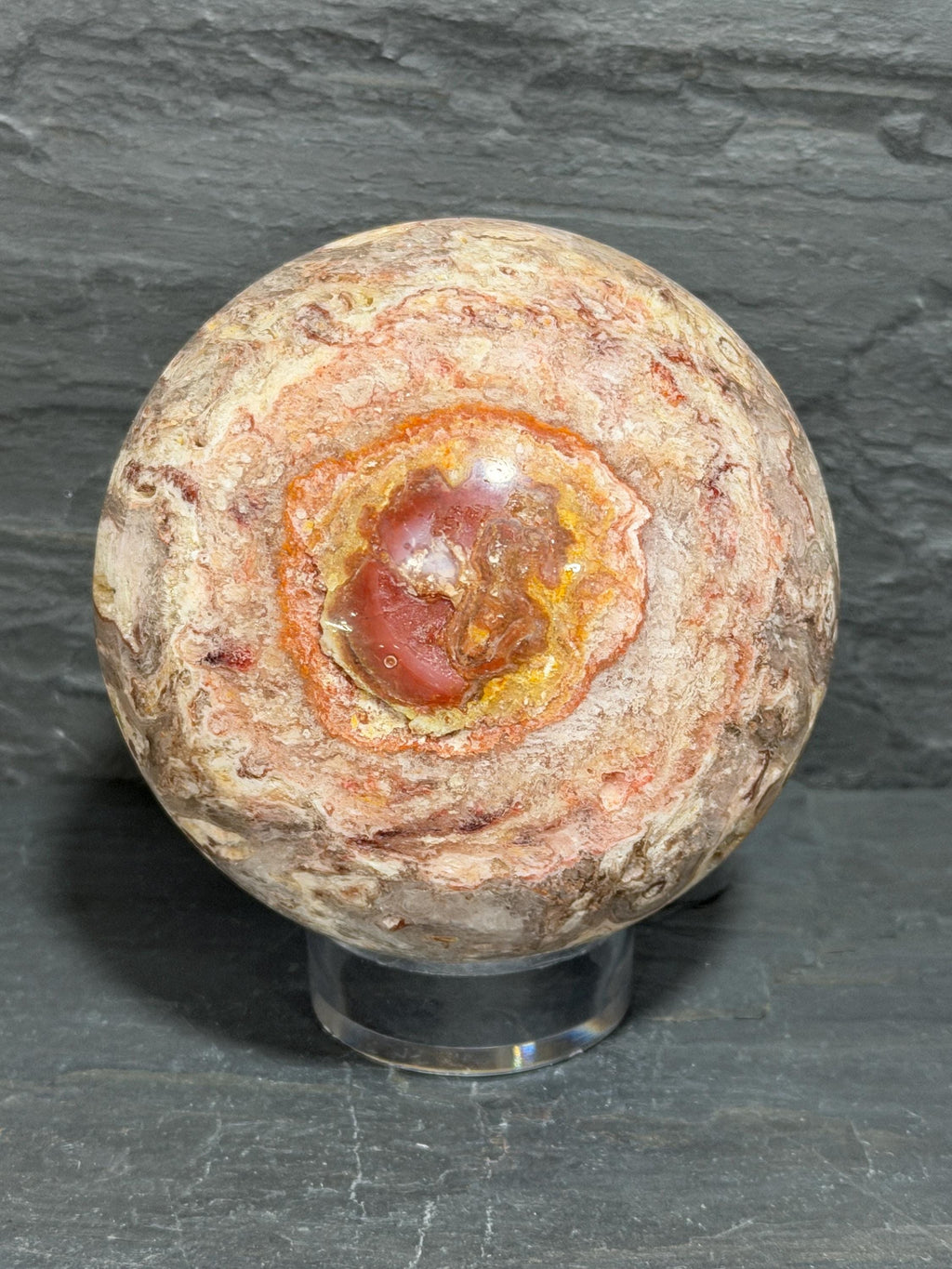 Utah Wildfire Bubble Hyalite Sphere, Druzy Agate, Rare Utah Gemstone, 3.79 Inch Crystal Sphere, Large Collector Specimen
