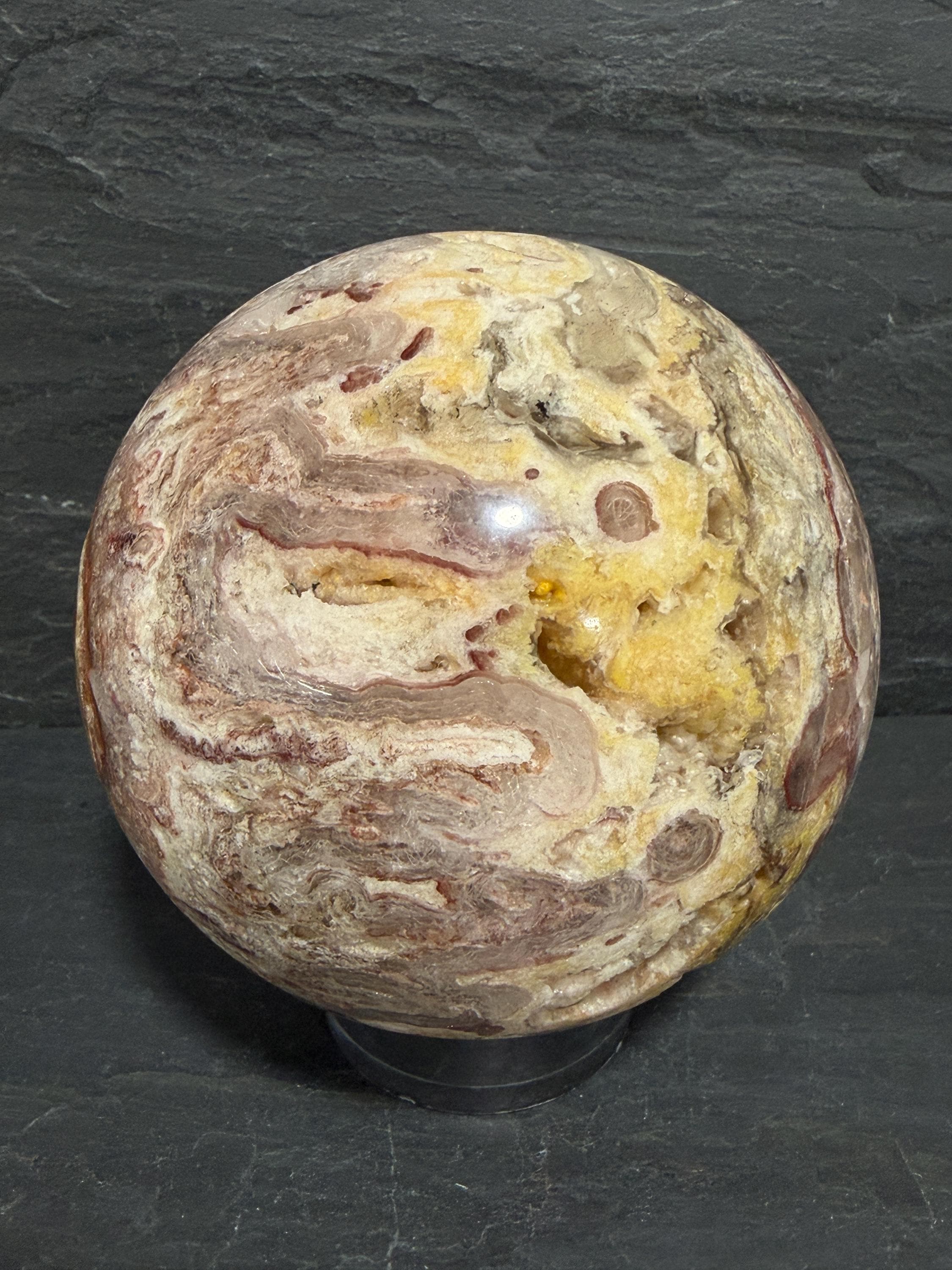 Utah Wildfire Bubble Hyalite-3.79" Druzy Sphere-Rare Utah Opal