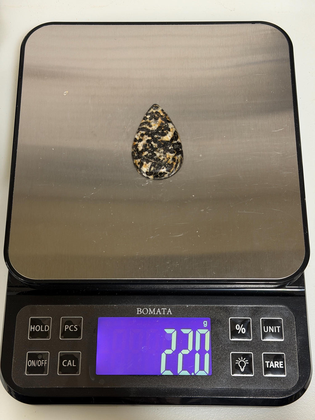 Black Tourmaline in Quartz & Feldspar Cabochon, Large Teardrop Cab, Natural Stone Cabochon, 2.04 inches