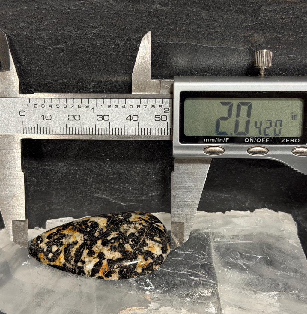 Black Tourmaline in Quartz & Feldspar Cabochon, Large Teardrop Cab, Natural Stone Cabochon, 2.04 inches
