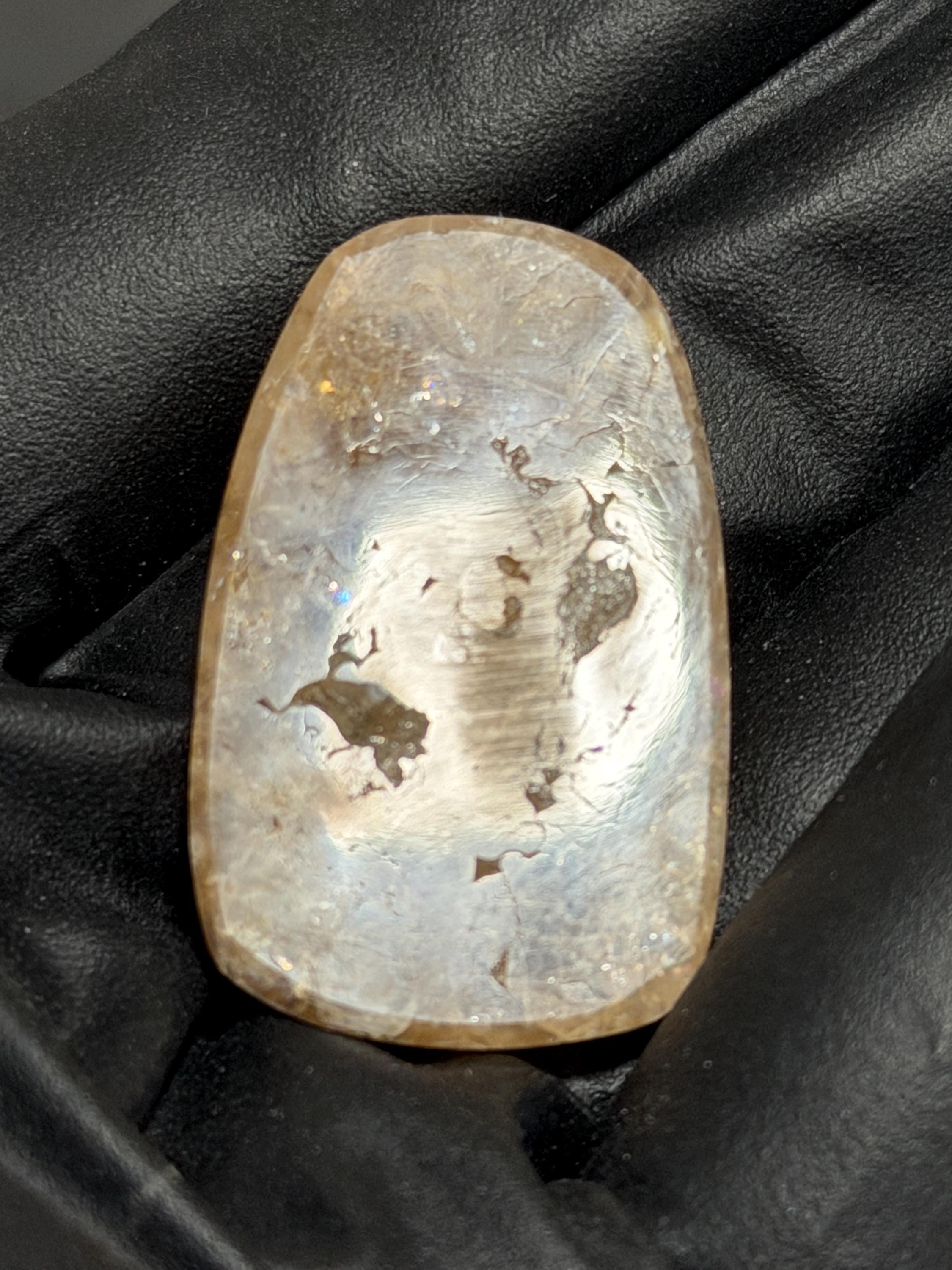 Utah Spider Web Hyalite Opal Cabochon, Rainbow Flash Honey Opal, Rare Collector & Jewelry Stone