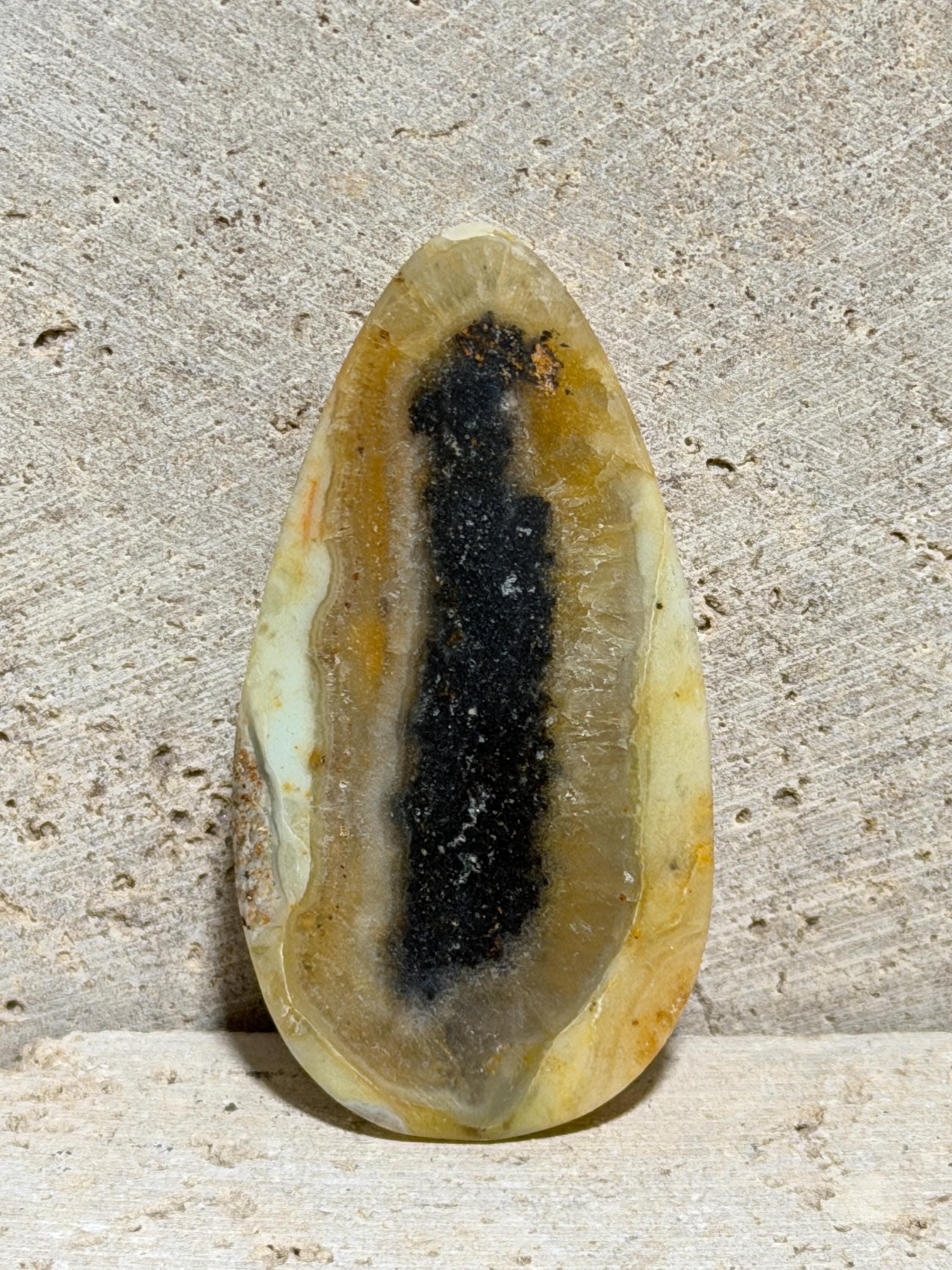 Ocean Picture Jasper Cabochon, Black Matrix, Translucent Jasper, Hand Cut Gemstone, Large Statement Cabochon, One of a Kind