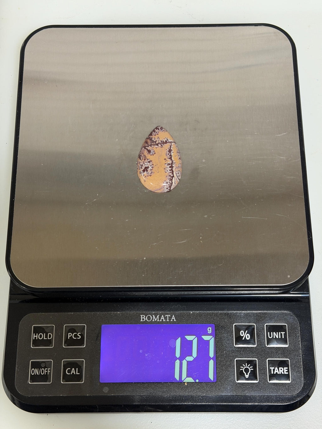 Picture Jasper Cabochon, Large Dendritic Sonoran Teardrop, Designer High Gloss Hand Cut Gemstone for Jewelry Making