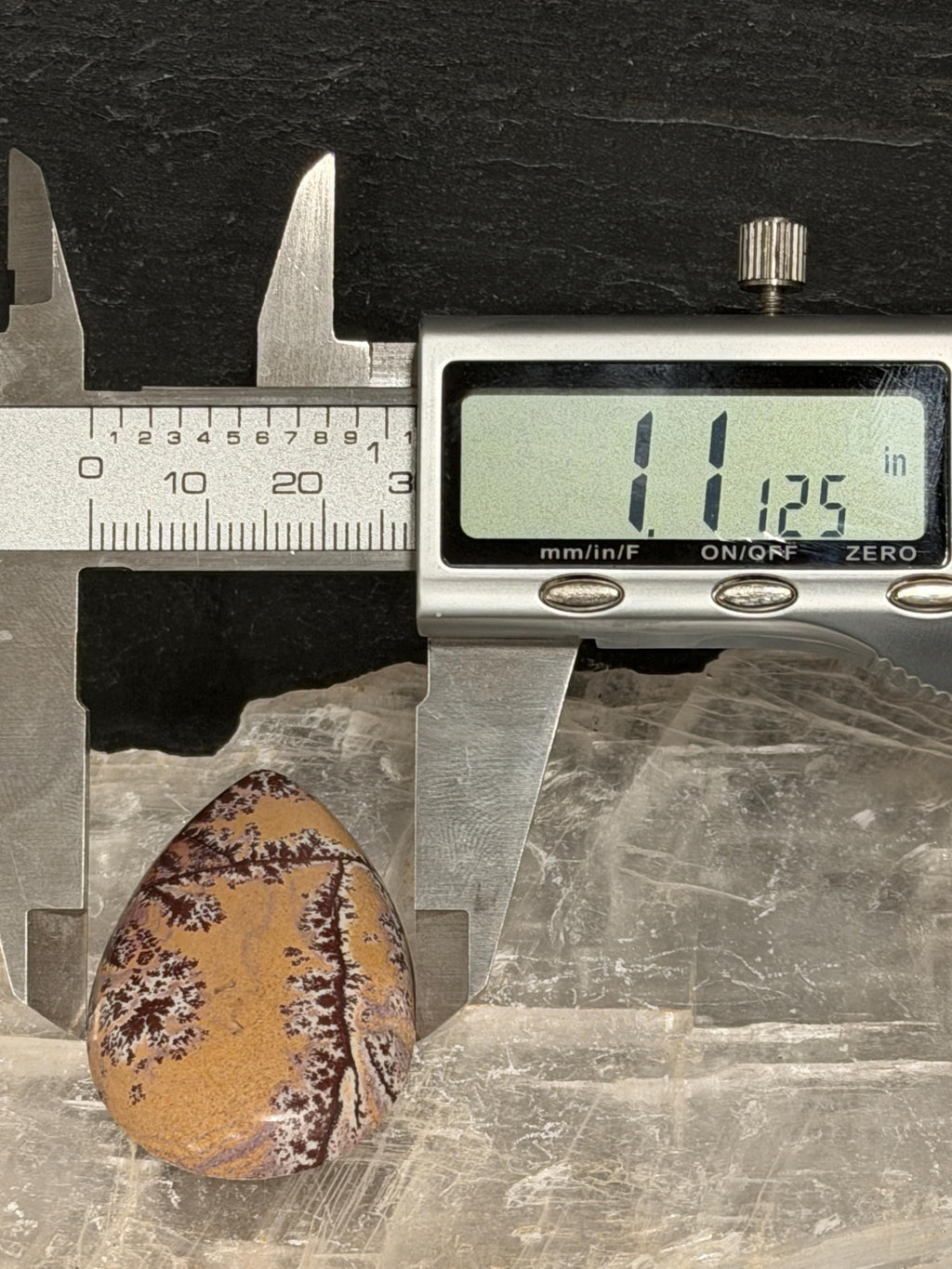 Picture Jasper Cabochon, Large Dendritic Sonoran Teardrop, Designer High Gloss Hand Cut Gemstone for Jewelry Making