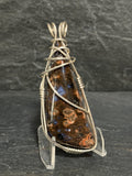 Llanite Pendant Necklace, Argentium Silver Wire, Sterling Chain