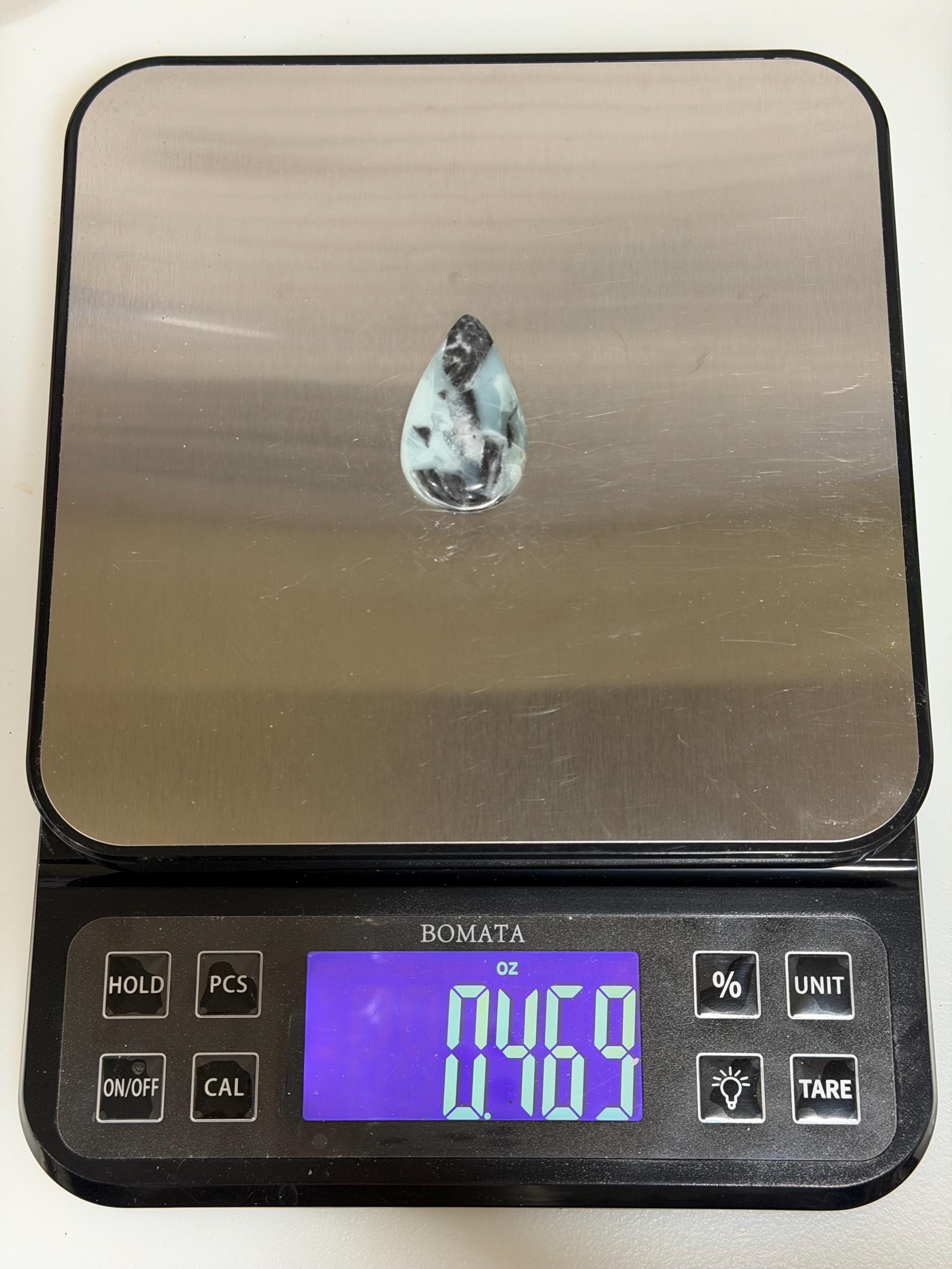 Utah Sky Stone Teardrop Cabochon, Blue Black Designer Cabochon, Hand Cut Gemstone, Jewelry Making Stone