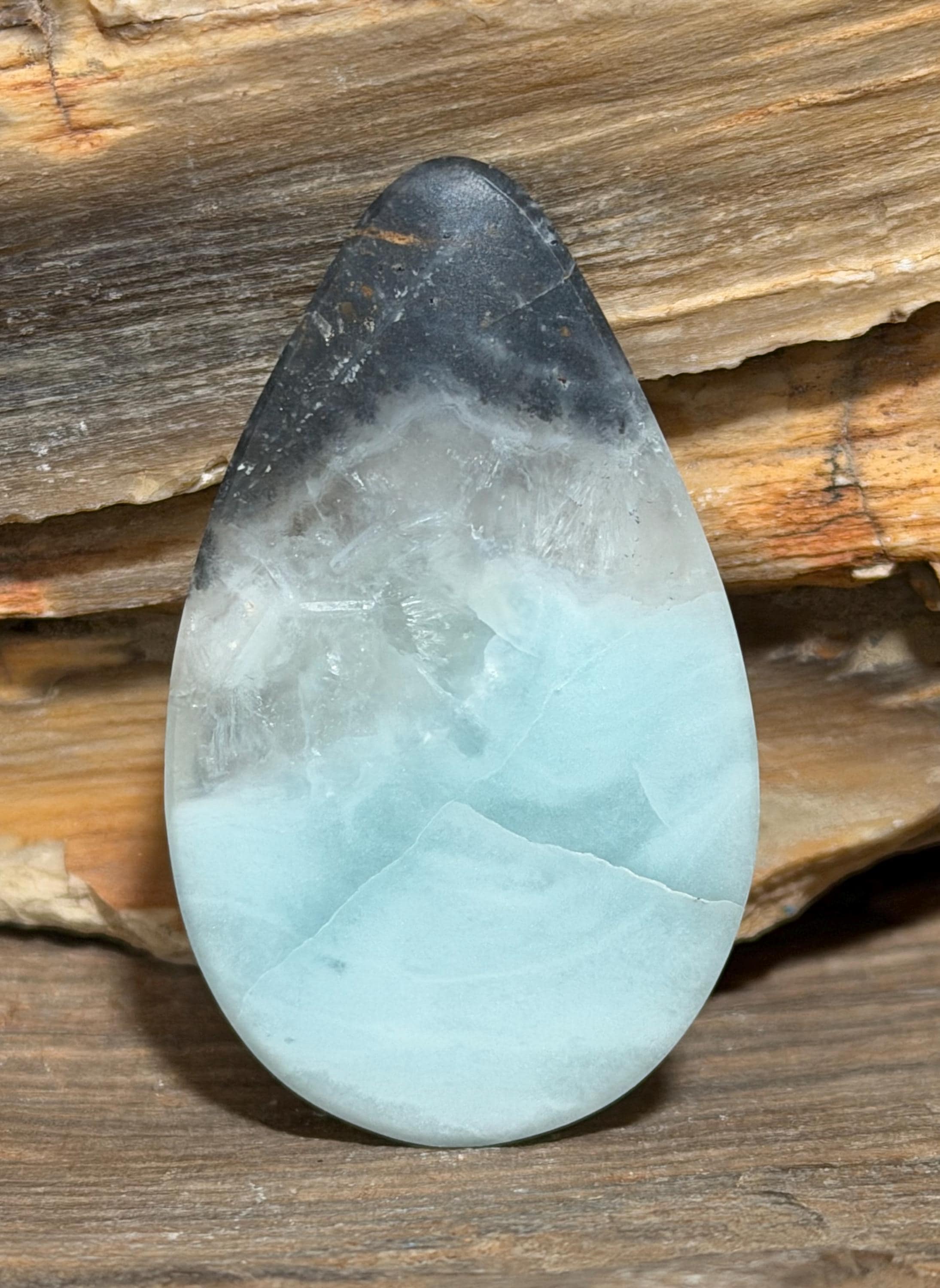 Utah Sky Stone Cabochon, Large Teardrop Cabochon, Blue Black Stone, Natural Inclusions, Hand Cut Gemstone, Wire Wrap Cab