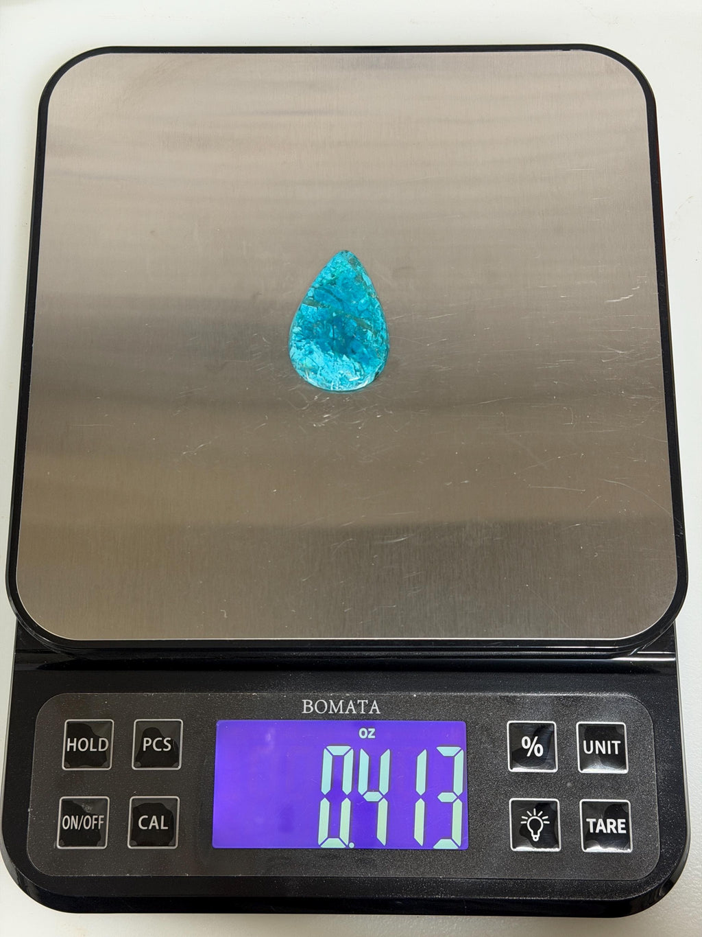 Inspiration Mine Gem Silica Cabochon, Chrysocolla Chalcedony, Large Blue Teardrop, Arizona Collector Gemstone