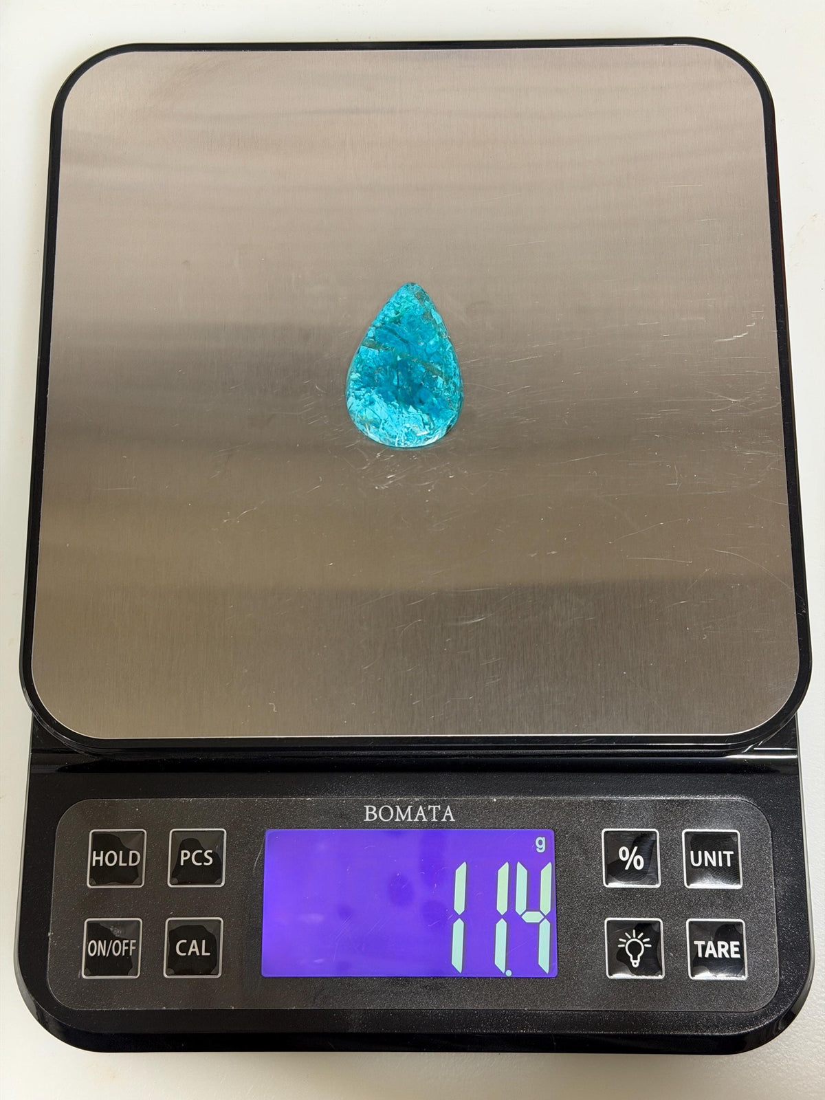 Inspiration Mine Gem Silica Cabochon, Chrysocolla Chalcedony, Large Blue Teardrop, Arizona Collector Gemstone