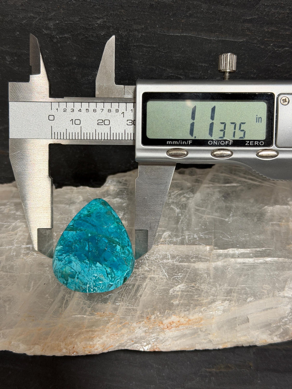 Inspiration Mine Gem Silica Cabochon, Chrysocolla Chalcedony, Large Blue Teardrop, Arizona Collector Gemstone