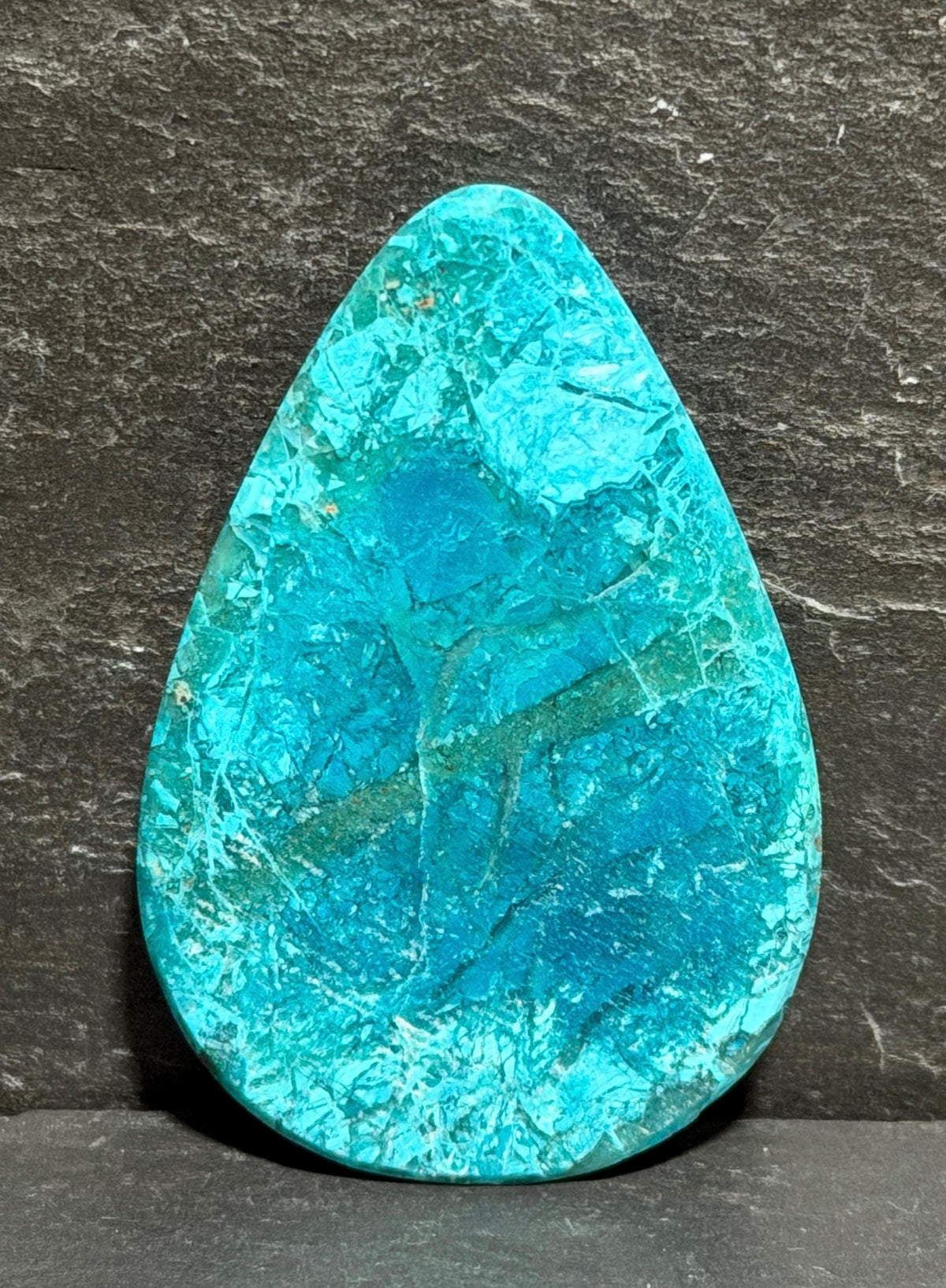Inspiration Mine Gem Silica Cabochon, Chrysocolla Chalcedony, Large Blue Teardrop, Arizona Collector Gemstone