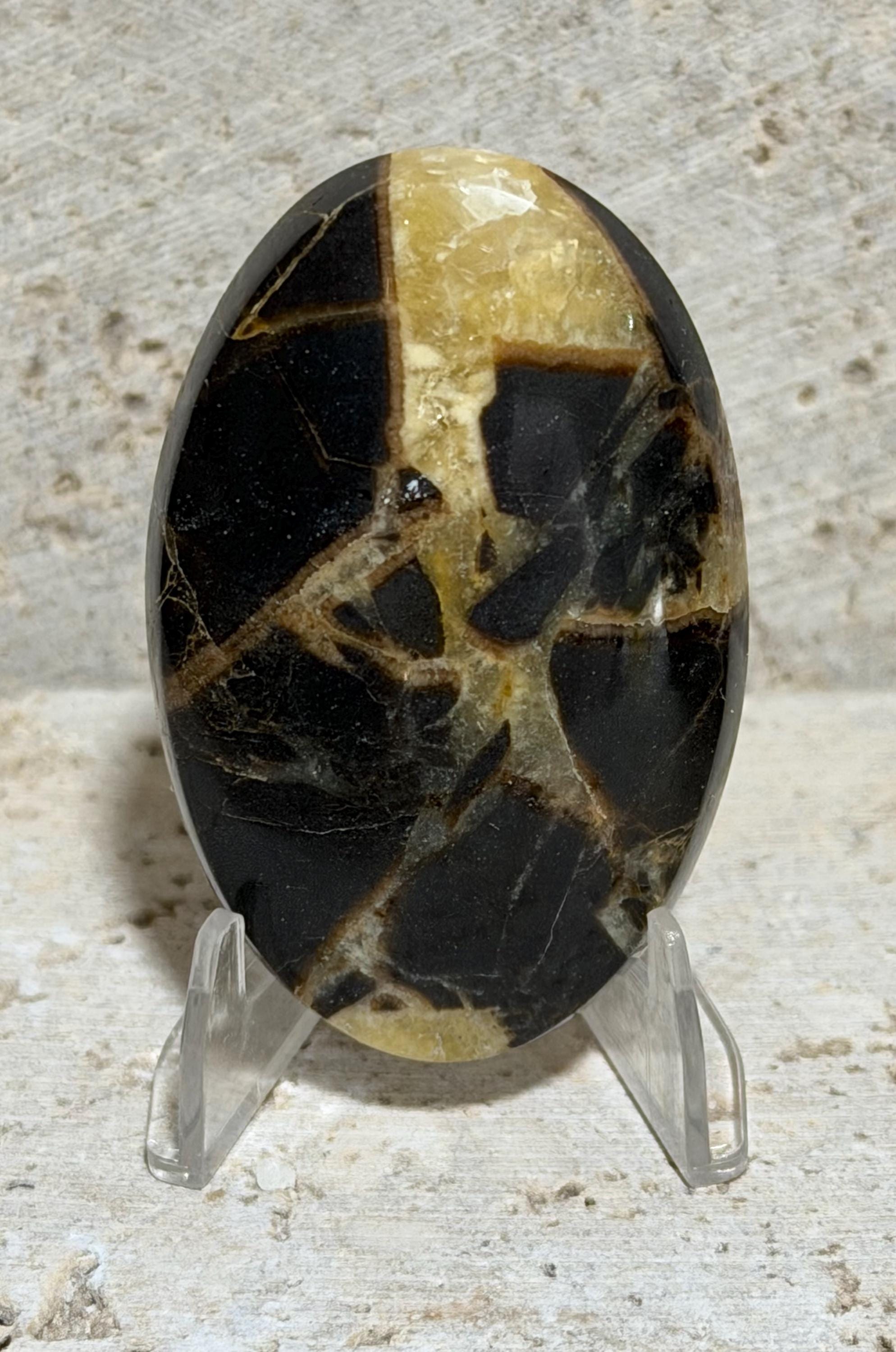 Utah Septarian Cabochon, Large Oval Gemstone, Golden Calcite & Dark Septarian, Hand Cut Lapidary Cab, Jewelry Making Stone