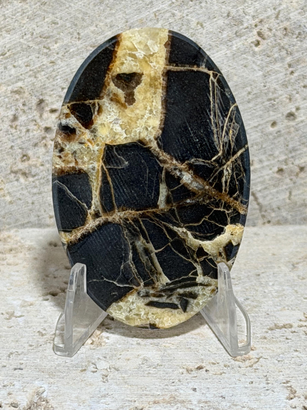 Utah Septarian Cabochon, Large Oval Gemstone, Golden Calcite & Dark Septarian, Hand Cut Lapidary Cab, Jewelry Making Stone